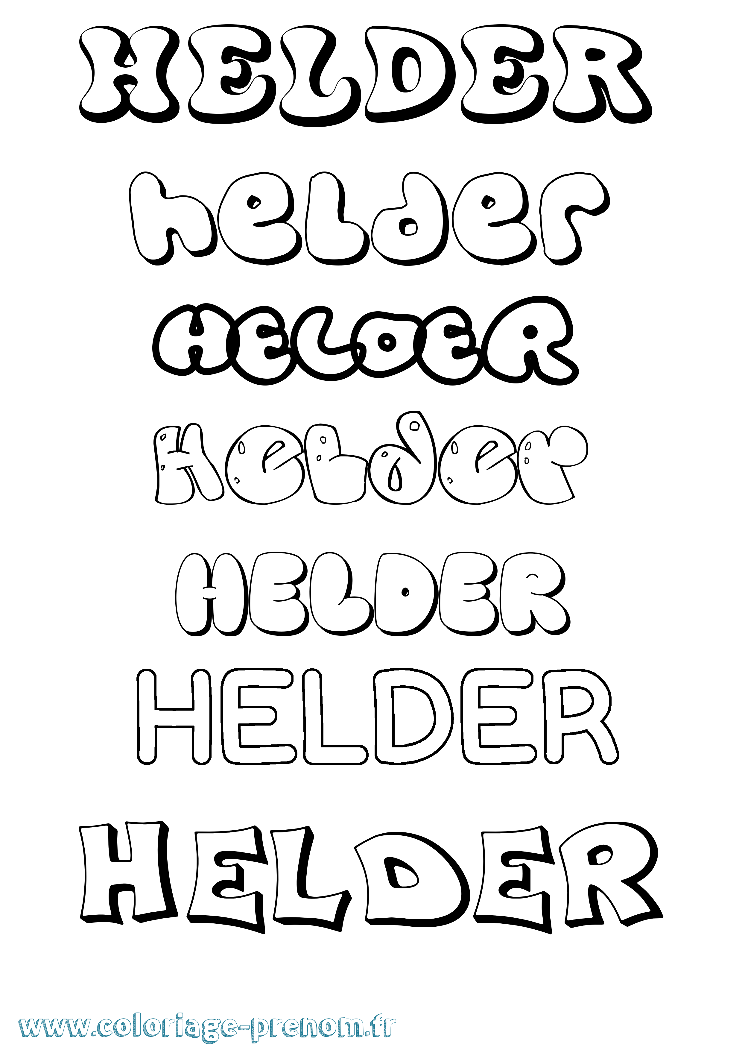 Coloriage Helder Bubble Coloriage prénom Helder Bubble