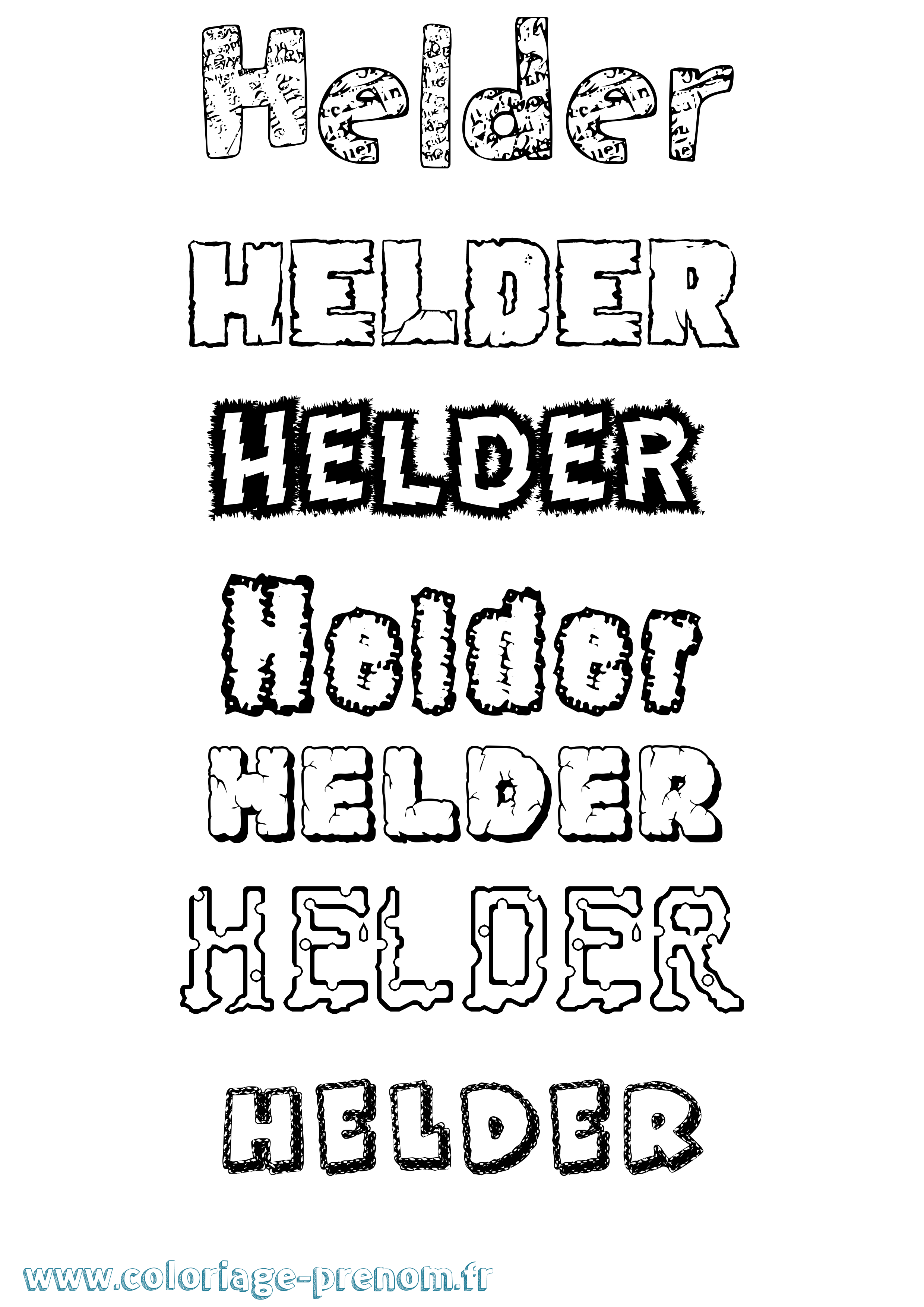 Coloriage Helder Destructuré Coloriage prénom Helder Destructuré