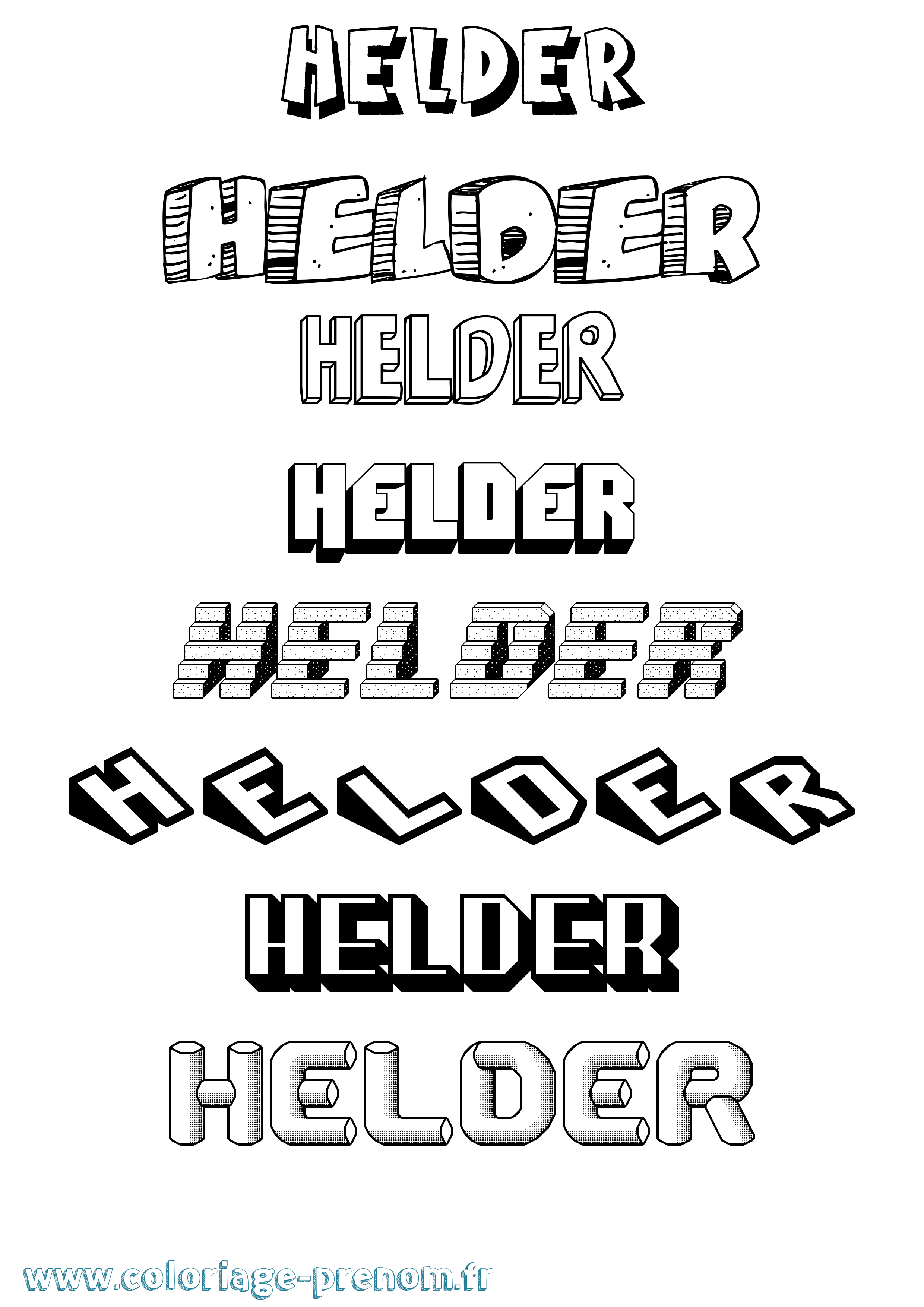 Coloriage Helder Effet 3D Coloriage prénom Helder Effet 3D