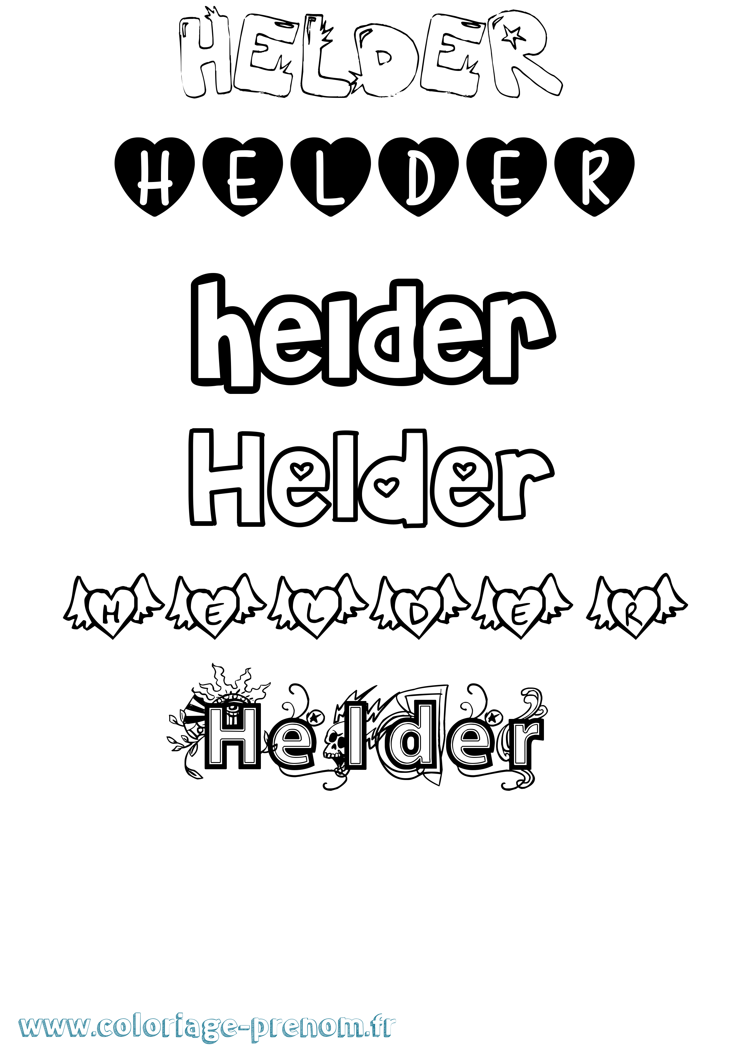 Coloriage Helder Girly Coloriage prénom Helder Girly