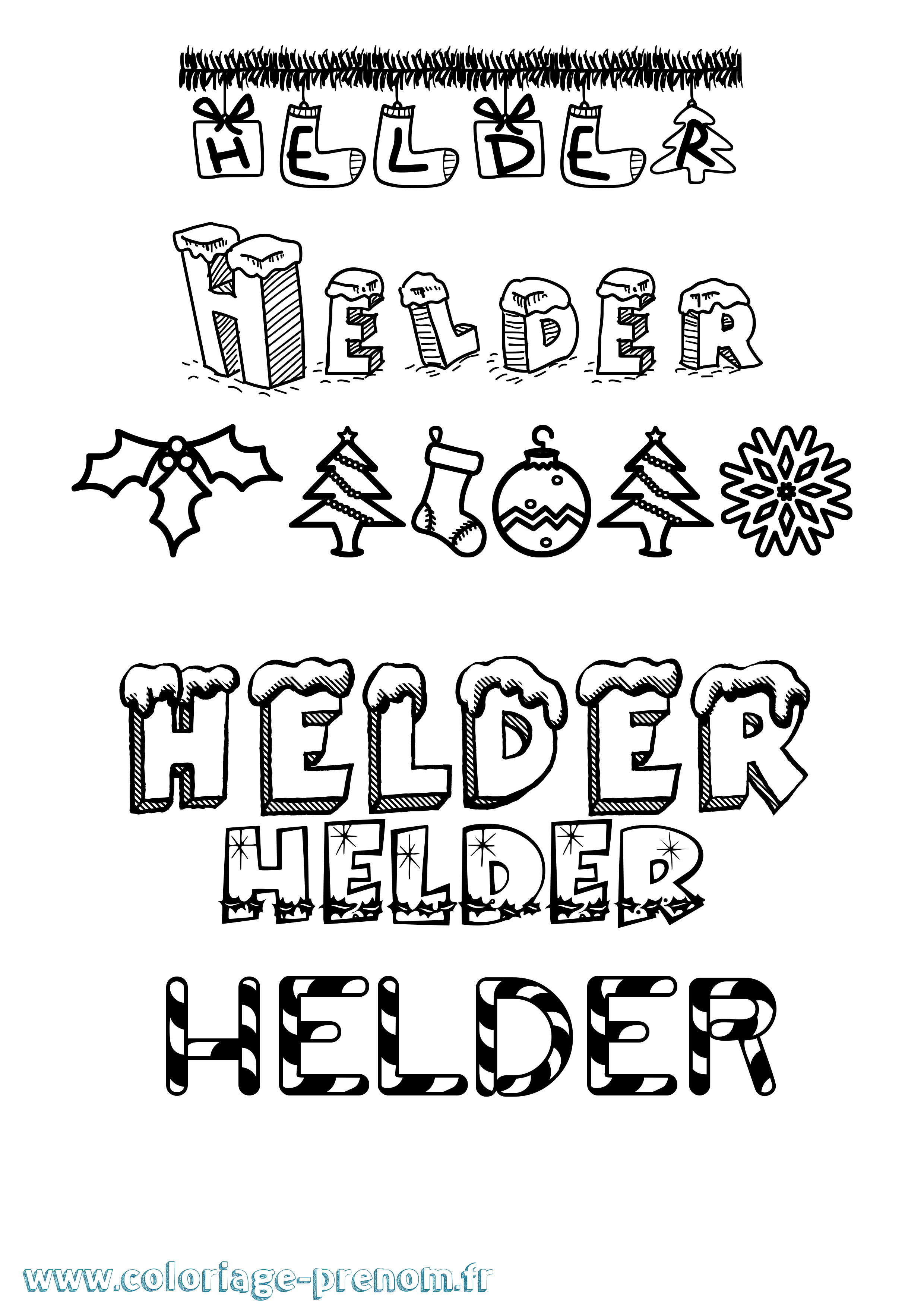 Coloriage Helder Noël Coloriage prénom Helder Noël