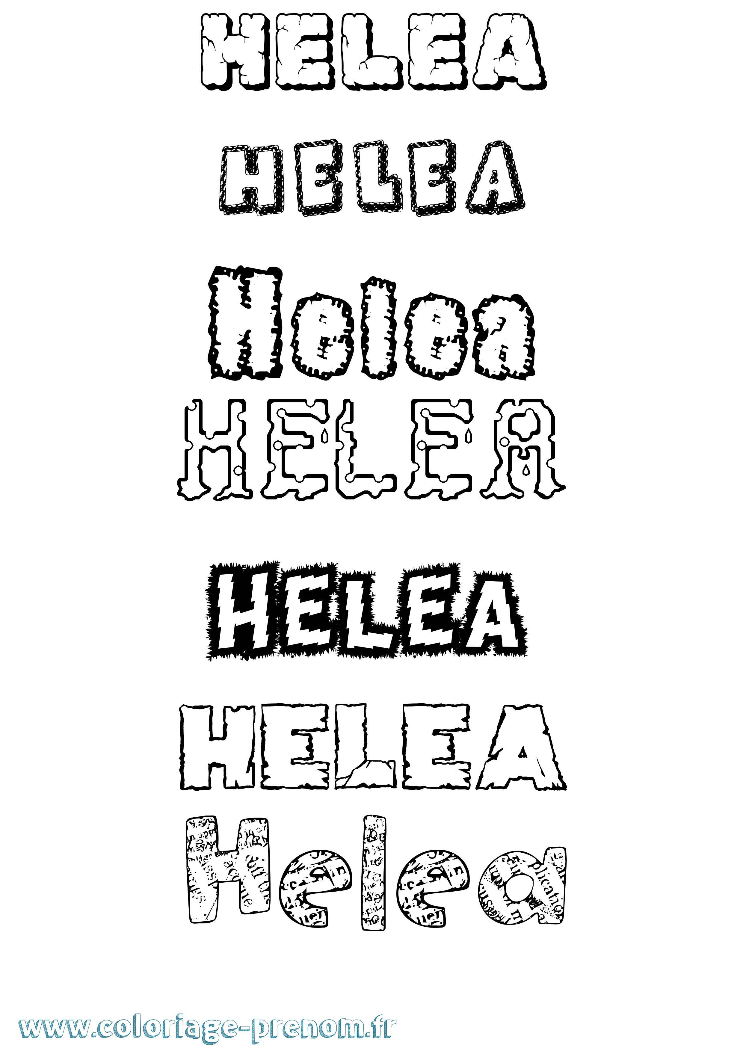 Coloriage Helea Destructuré Coloriage prénom Helea Destructuré