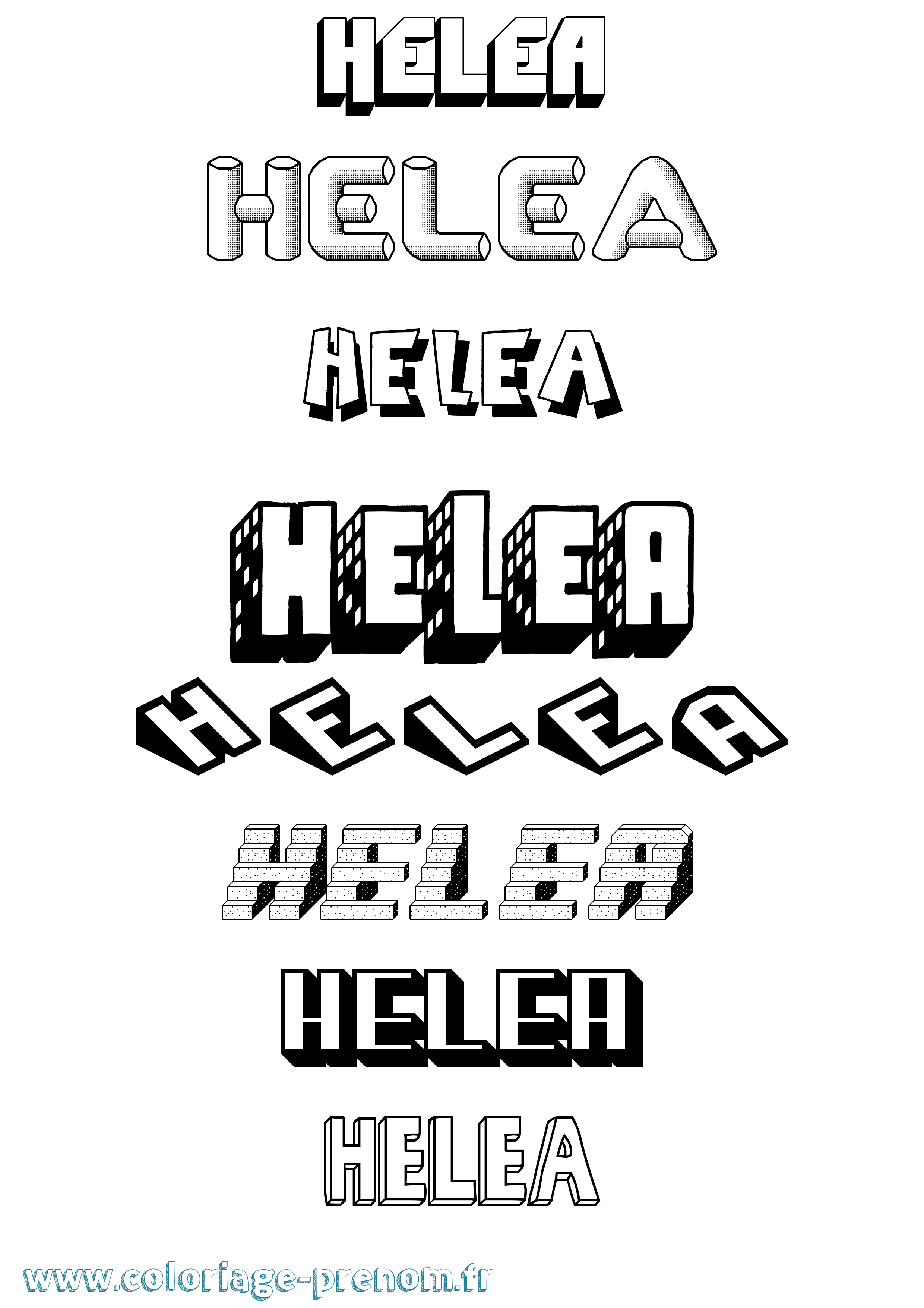Coloriage Helea Effet 3D Coloriage prénom Helea Effet 3D