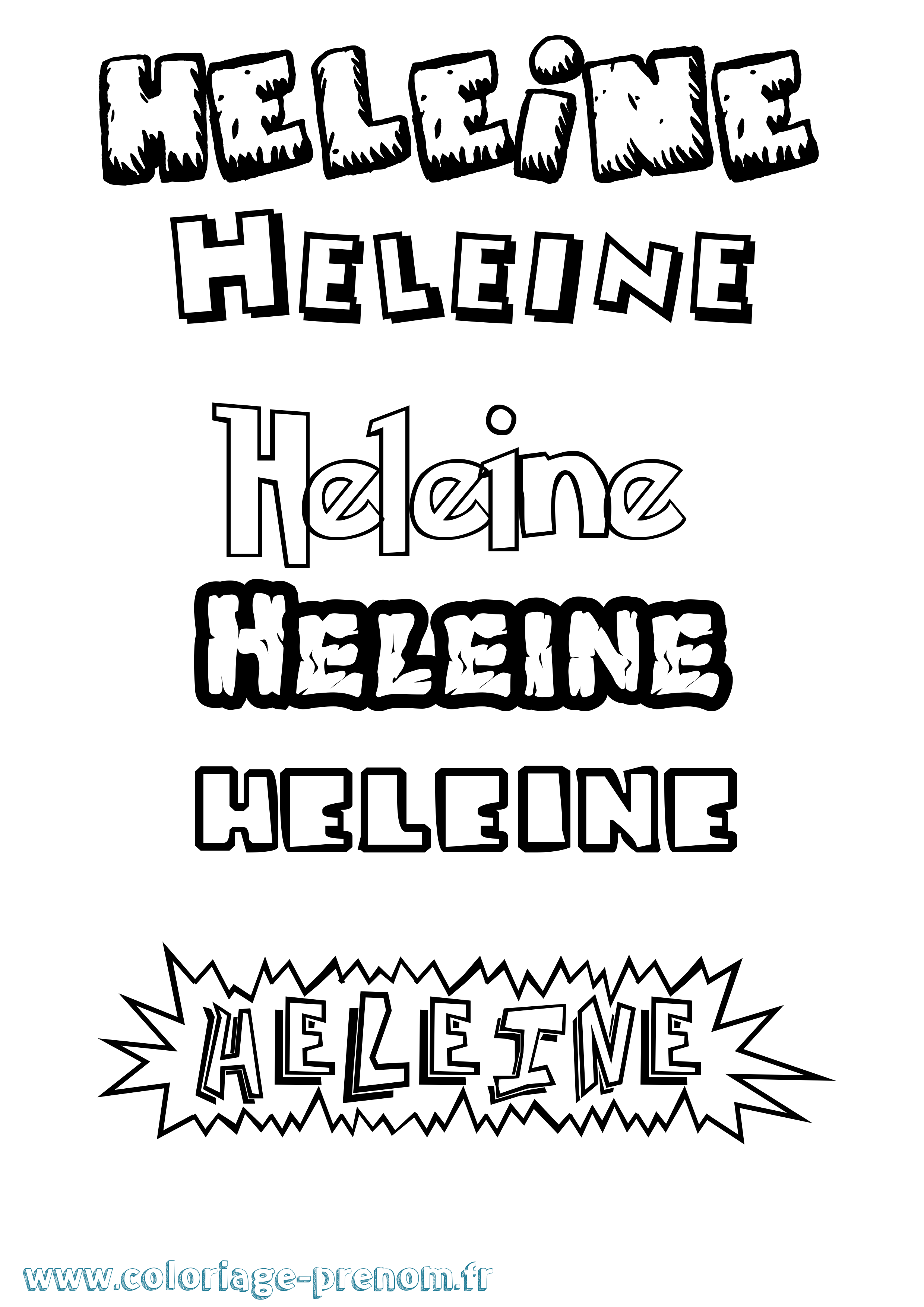 Coloriage Heleine Dessin Animé Coloriage prénom Heleine Dessin Animé