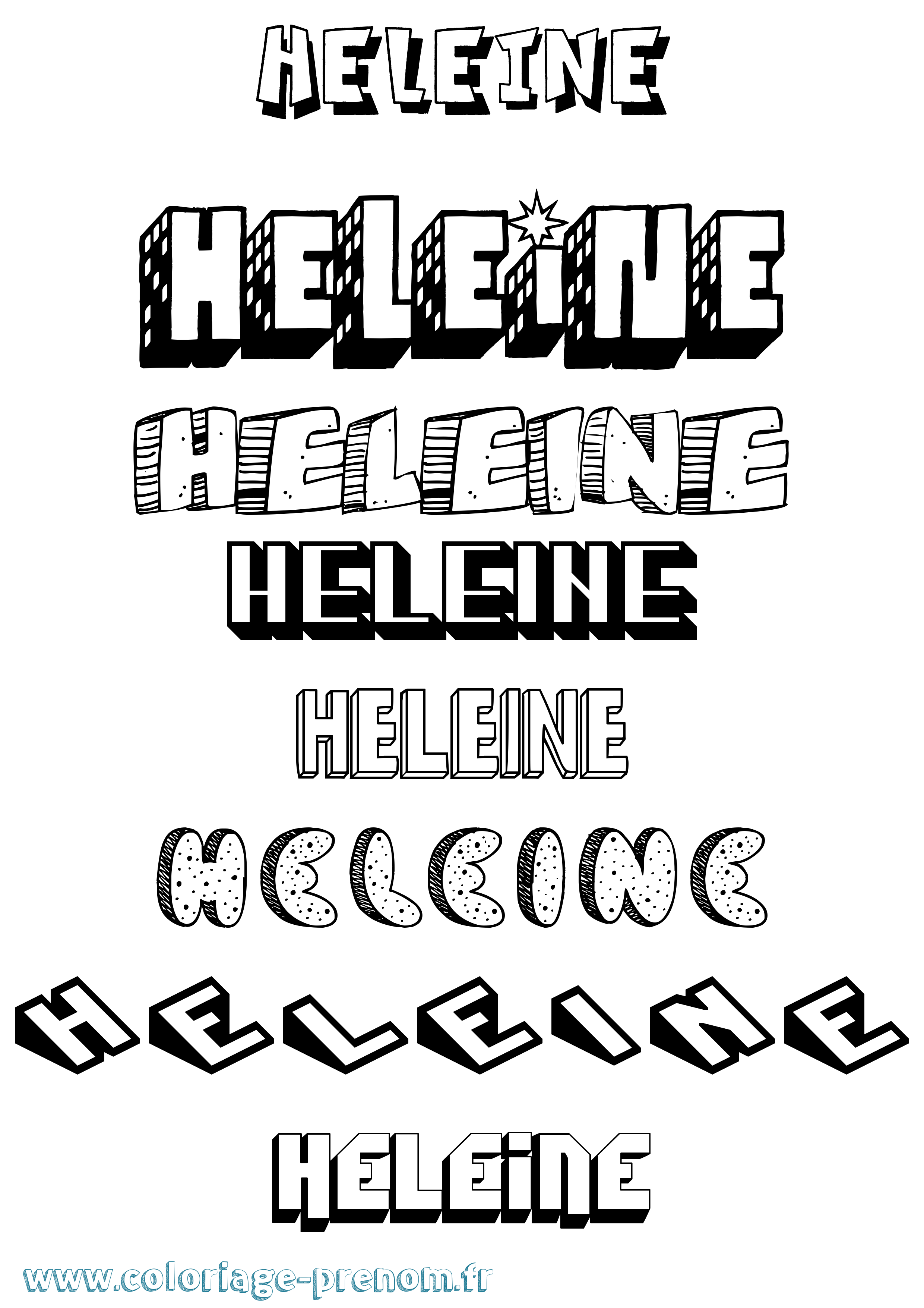 Coloriage Heleine Effet 3D Coloriage prénom Heleine Effet 3D