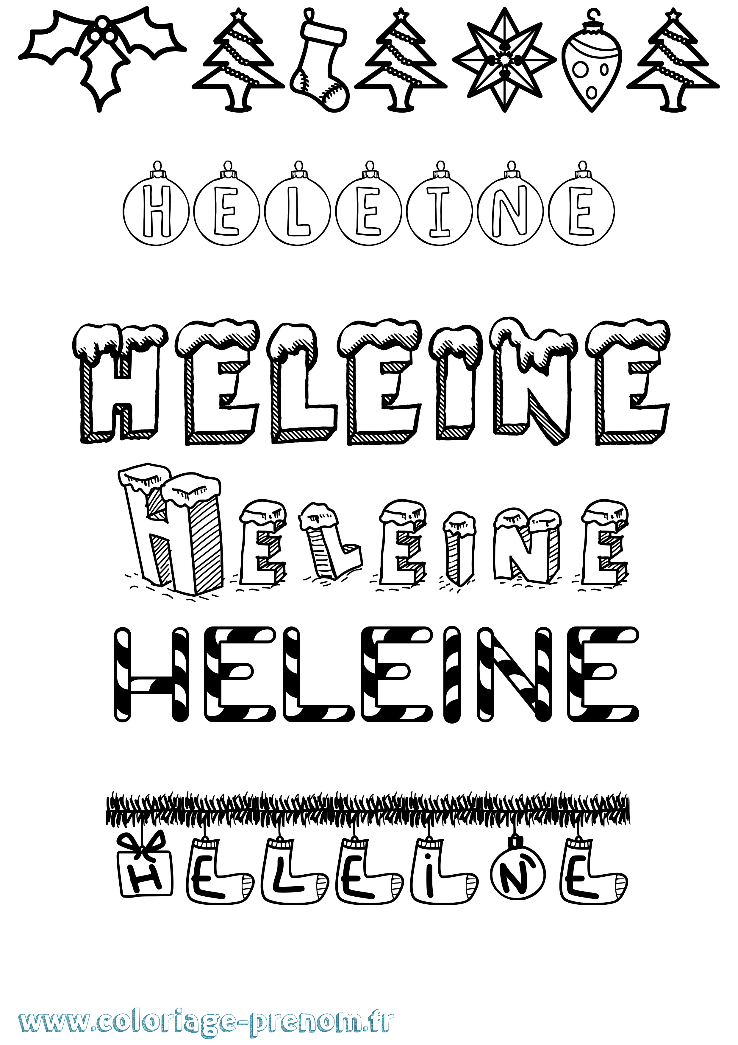 Coloriage Heleine Noël Coloriage prénom Heleine Noël