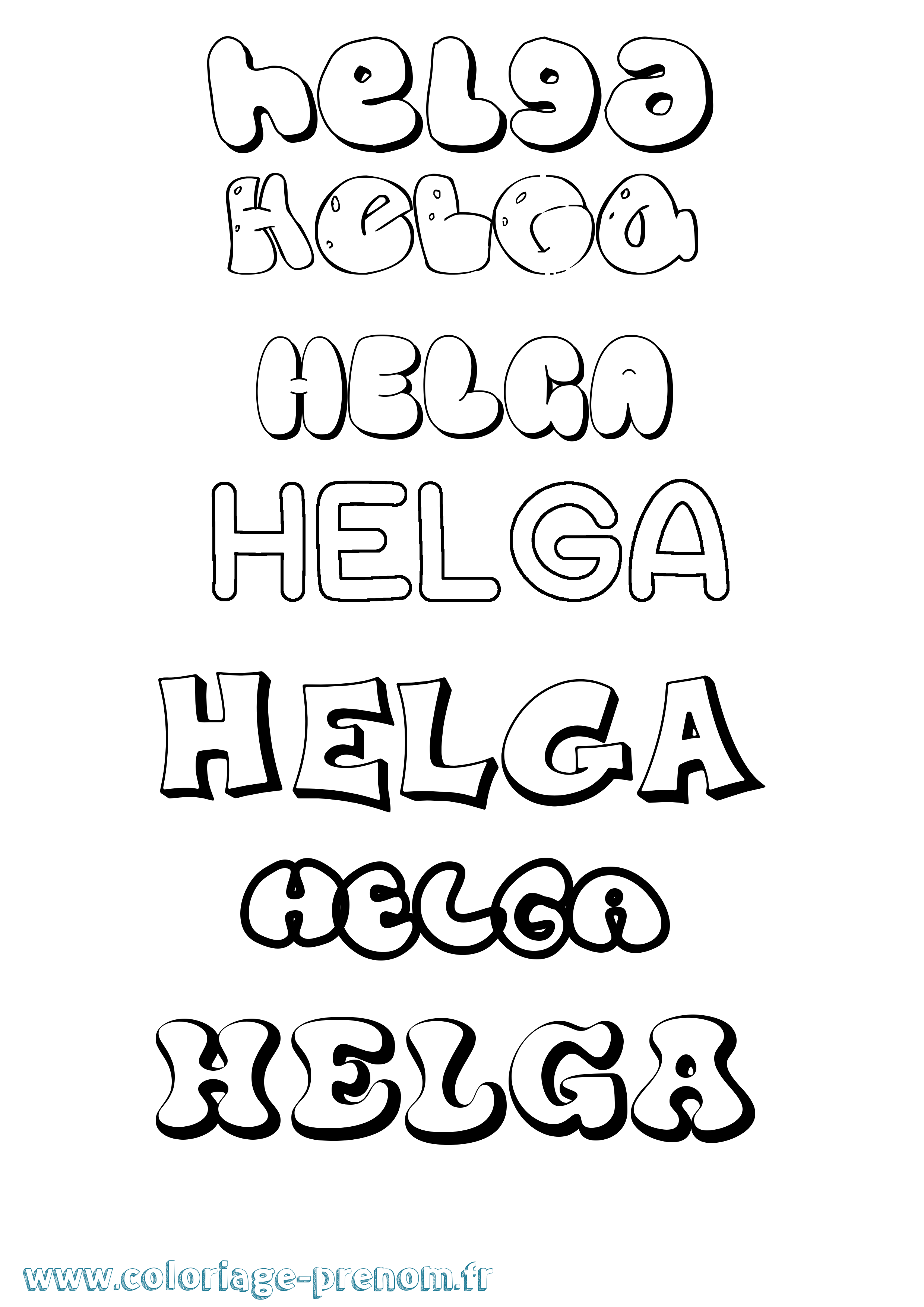 Coloriage Helga Bubble Coloriage prénom Helga Bubble