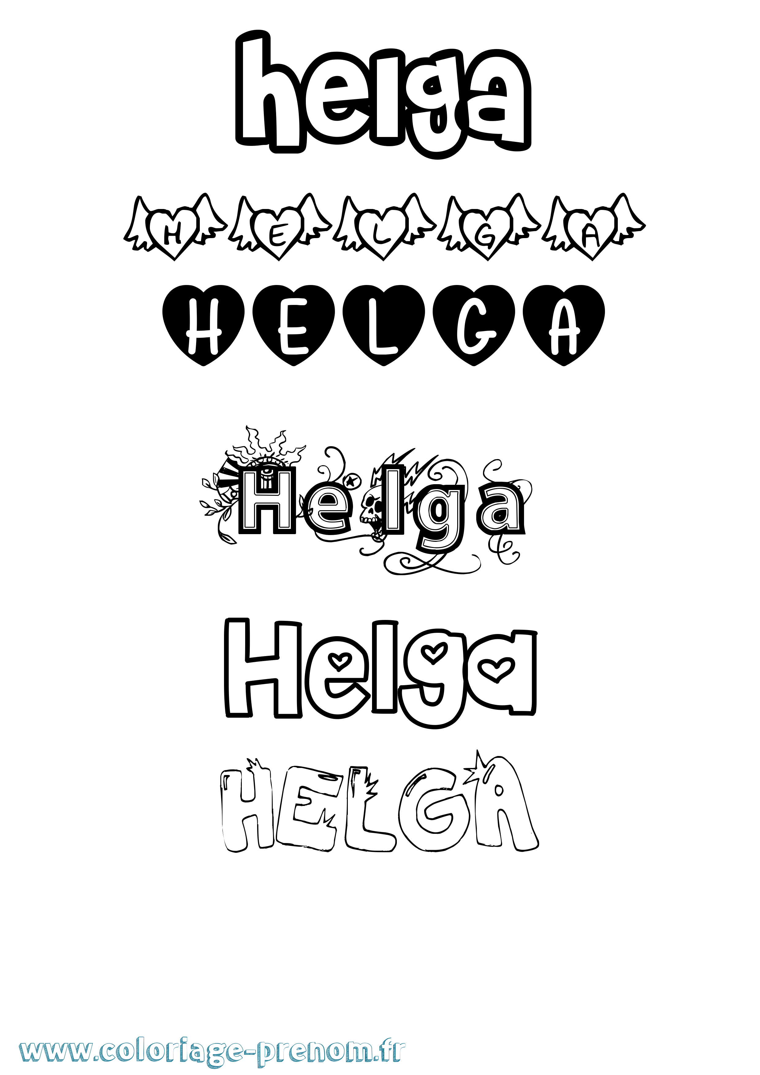 Coloriage Helga Girly Coloriage prénom Helga Girly