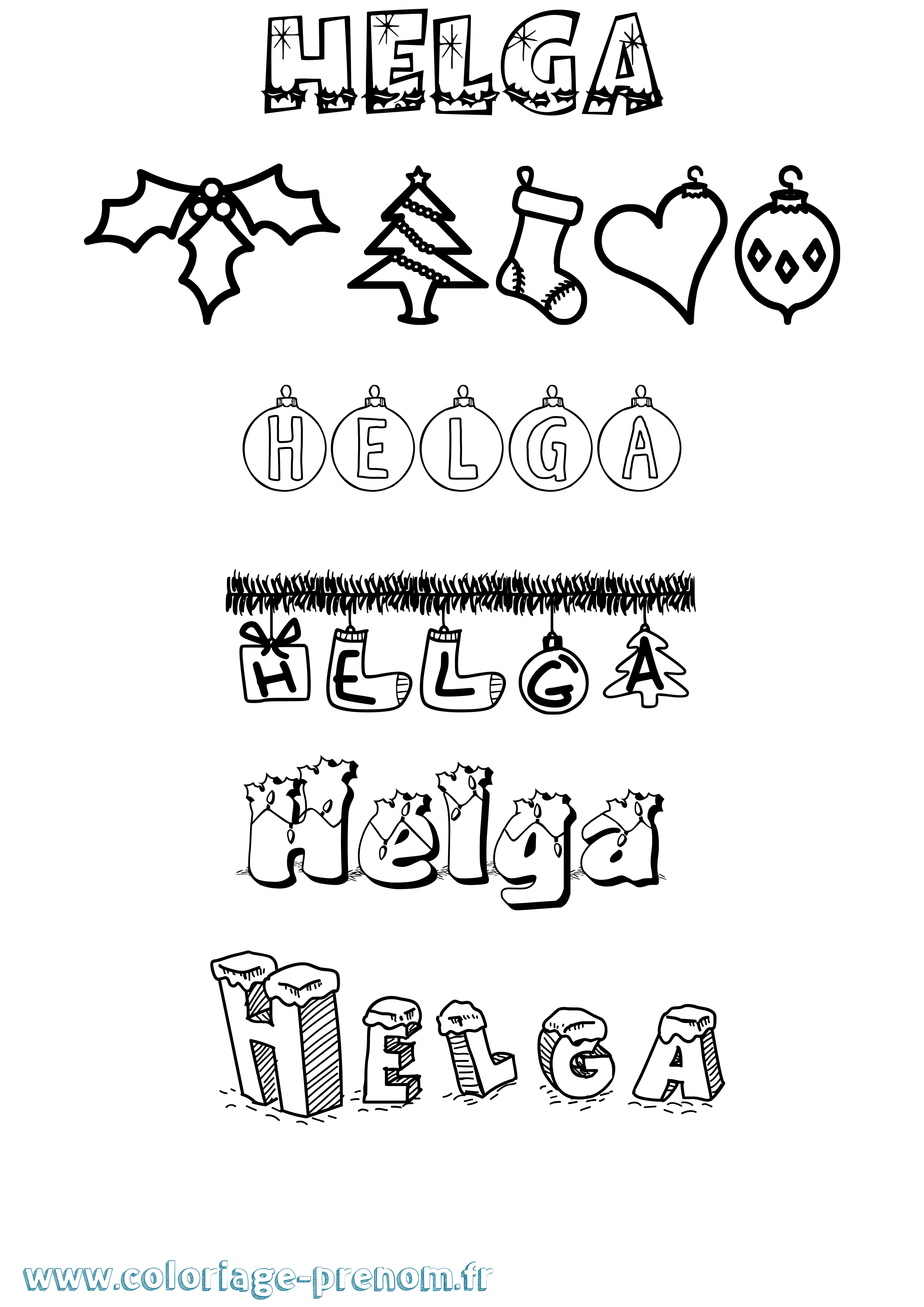 Coloriage Helga Noël Coloriage prénom Helga Noël