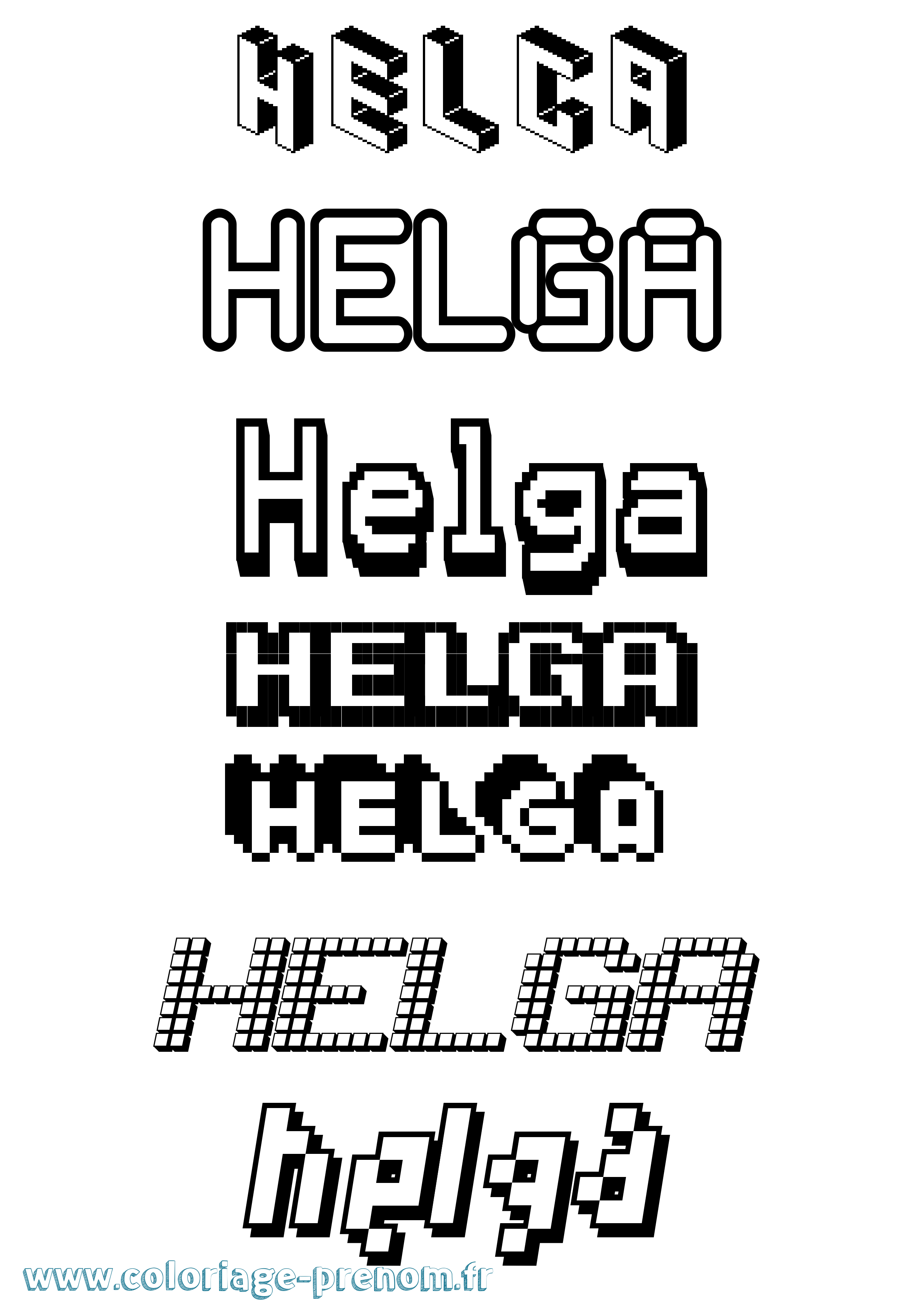 Coloriage Helga Pixel Coloriage prénom Helga Pixel