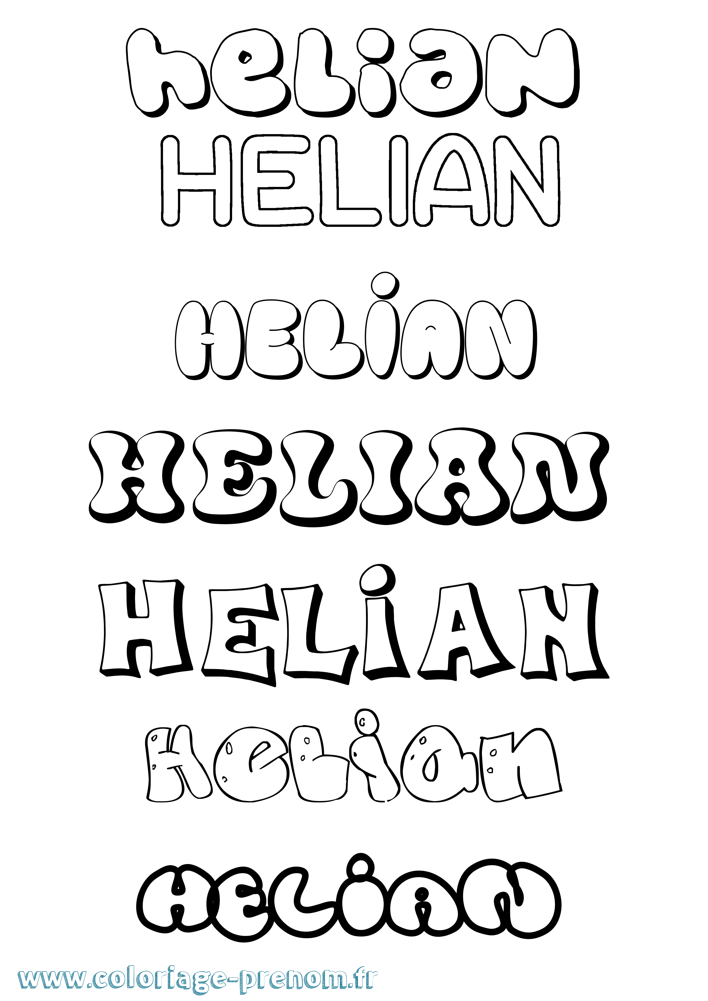 Coloriage Helian Bubble Coloriage prénom Helian Bubble