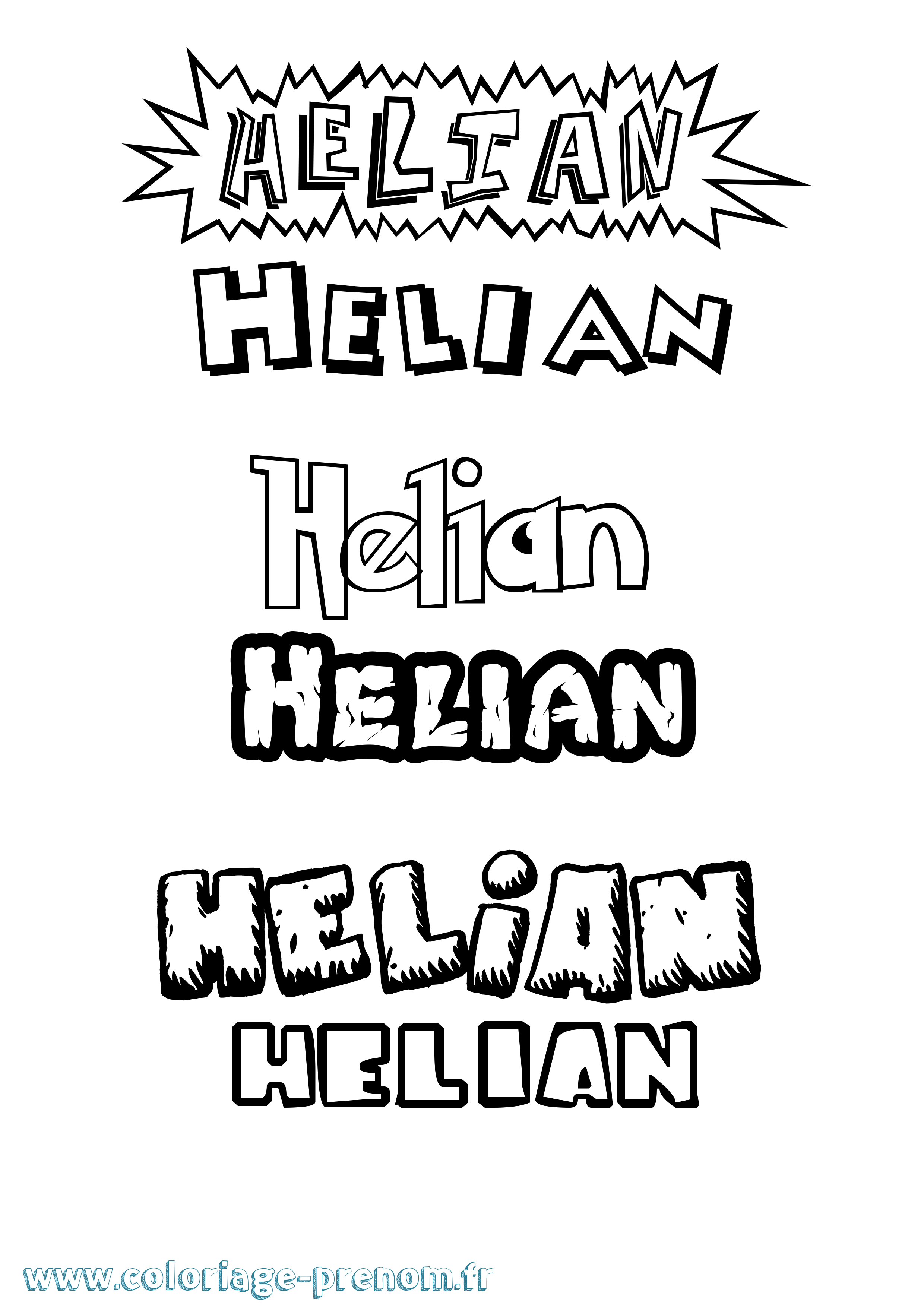 Coloriage Helian Dessin Animé Coloriage prénom Helian Dessin Animé