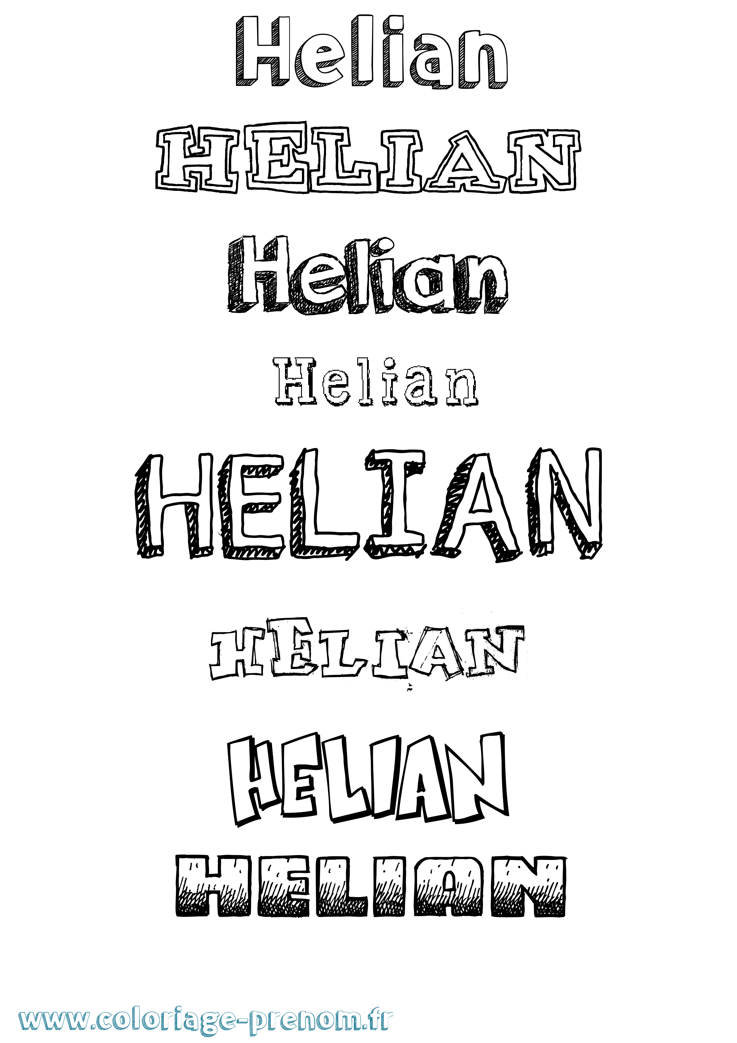 Coloriage Helian Dessiné Coloriage prénom Helian Dessiné