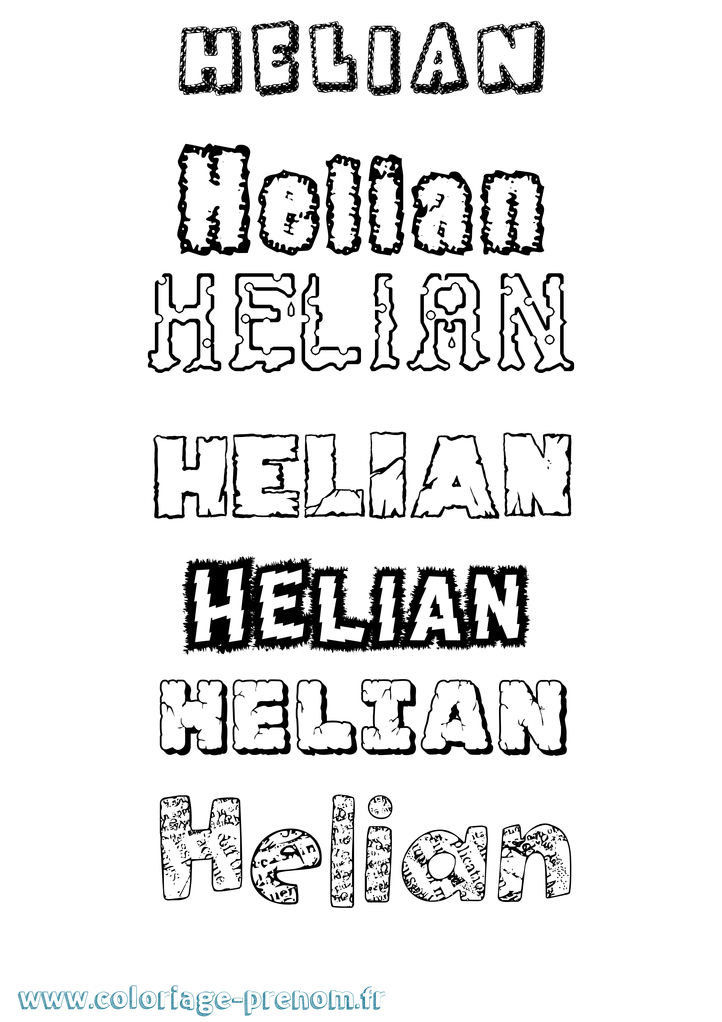 Coloriage Helian Destructuré Coloriage prénom Helian Destructuré