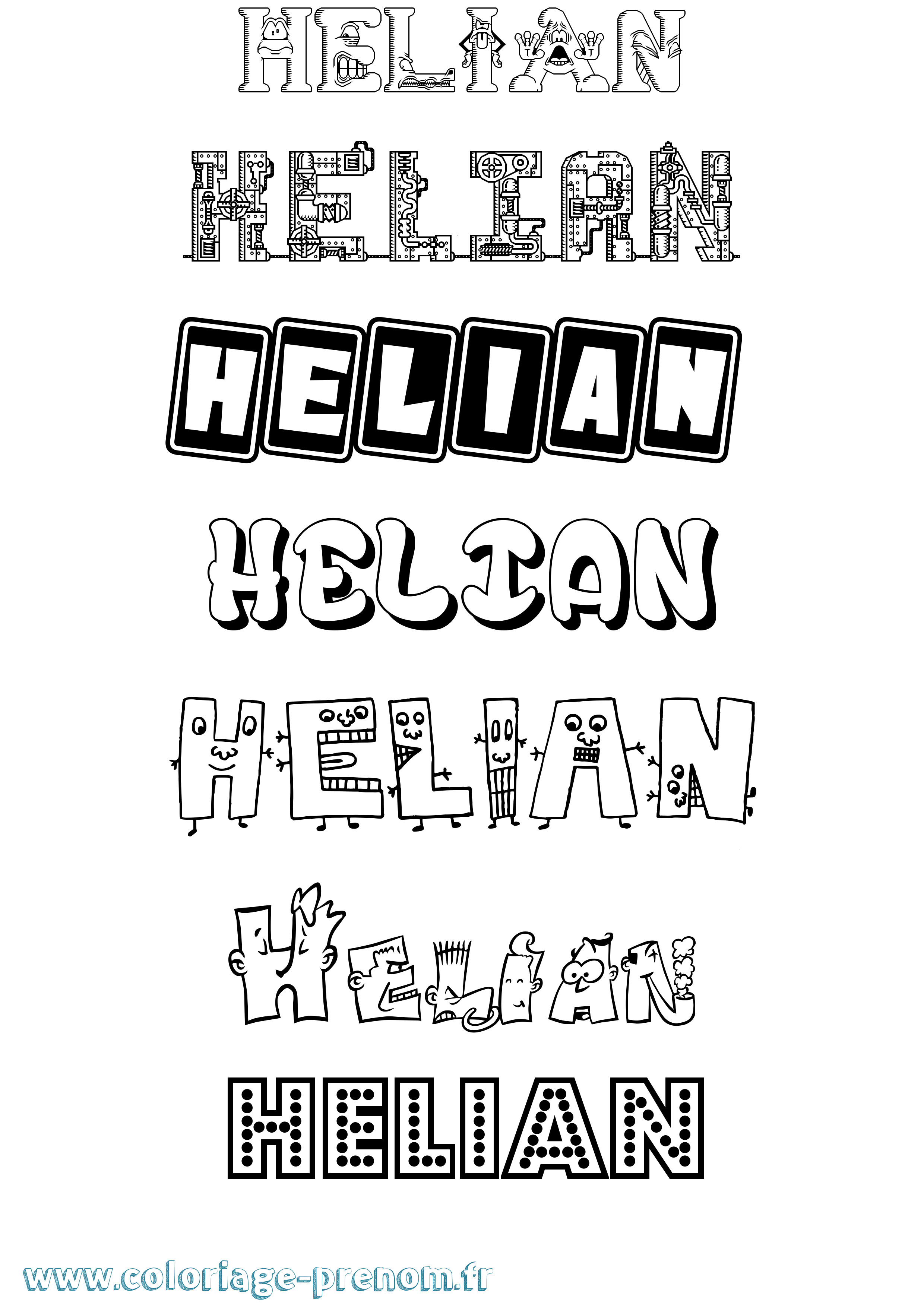 Coloriage Helian Fun Coloriage prénom Helian Fun