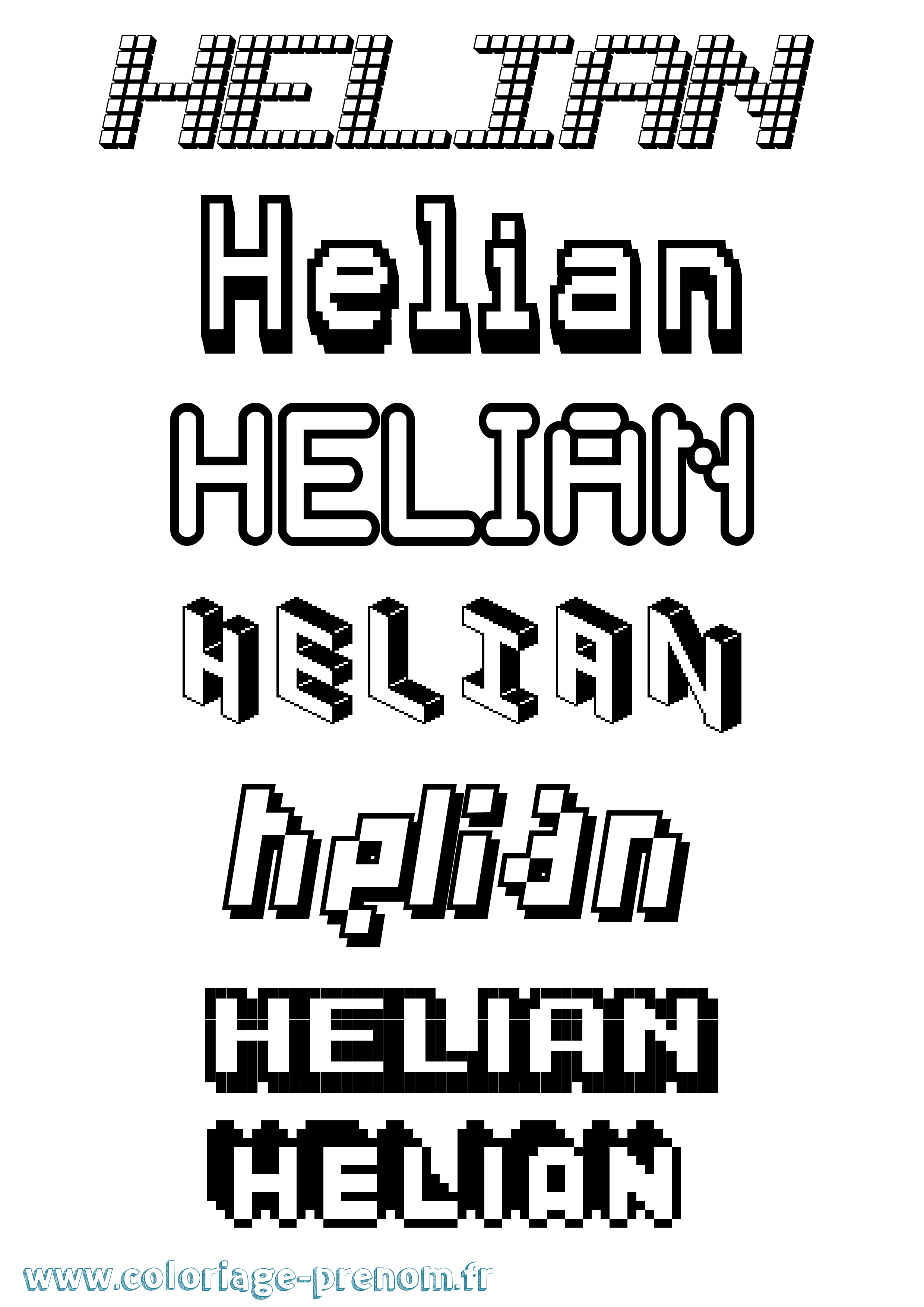 Coloriage Helian Pixel Coloriage prénom Helian Pixel