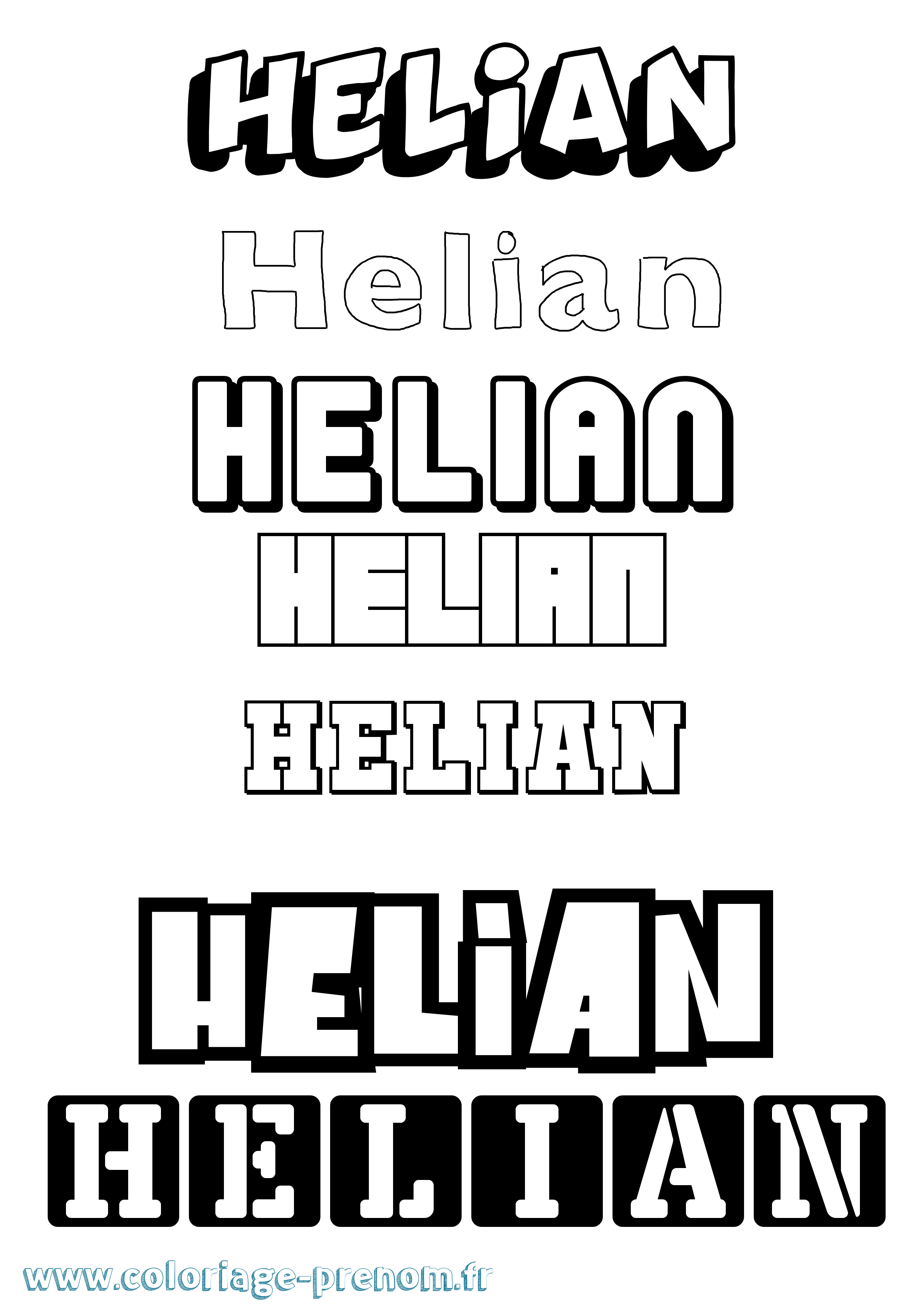 Coloriage Helian Simple Coloriage prénom Helian Simple