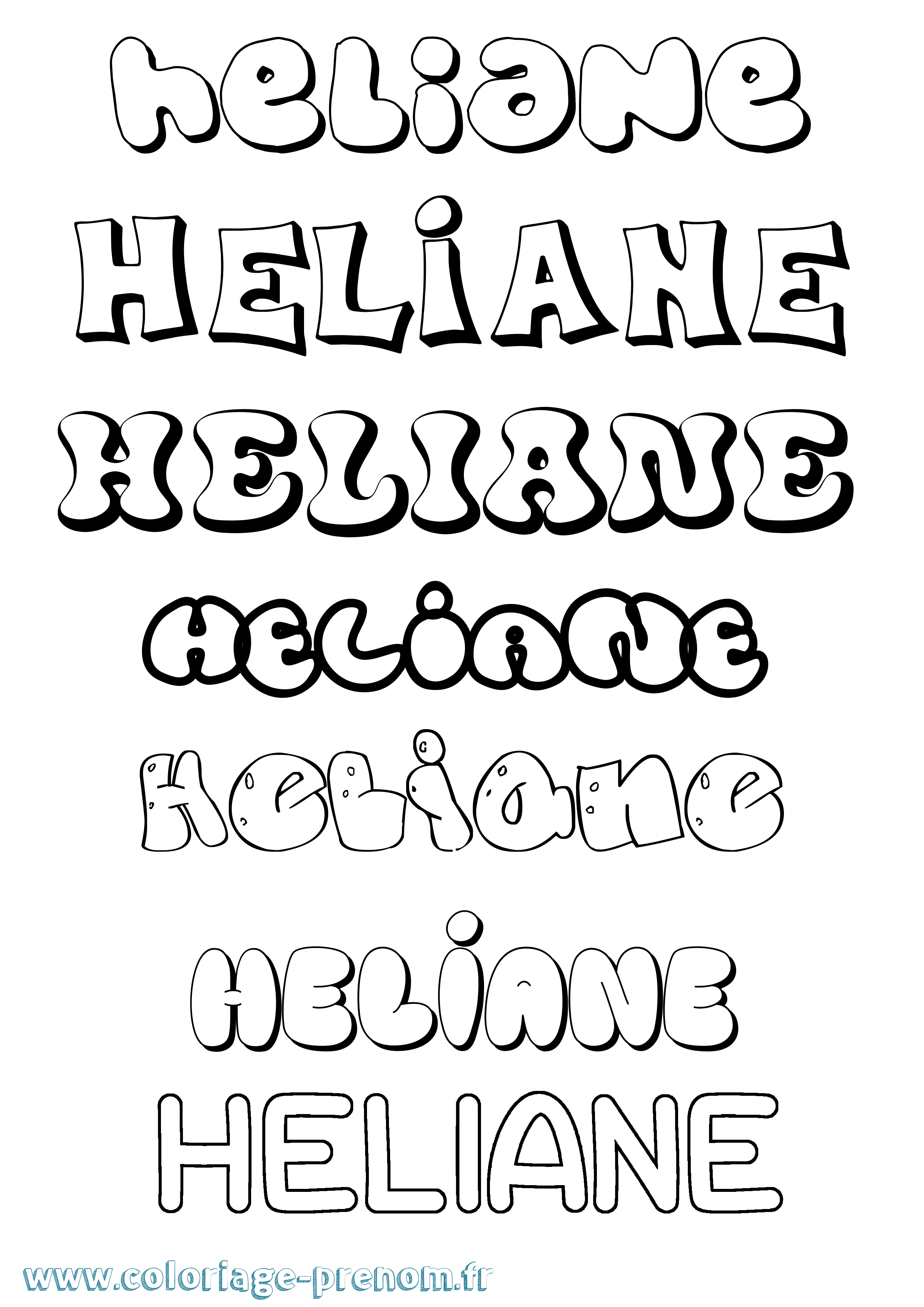 Coloriage Heliane Bubble Coloriage prénom Heliane Bubble