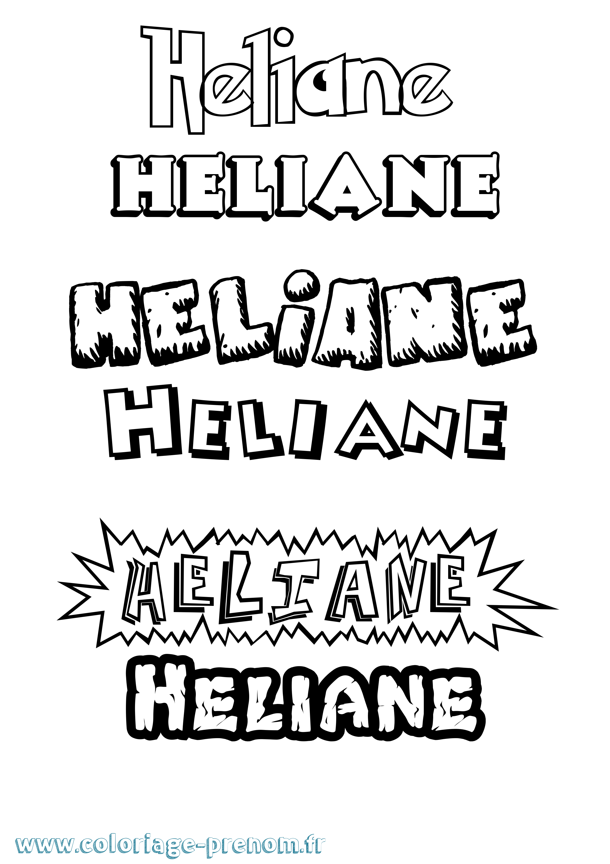 Coloriage Heliane Dessin Animé Coloriage prénom Heliane Dessin Animé