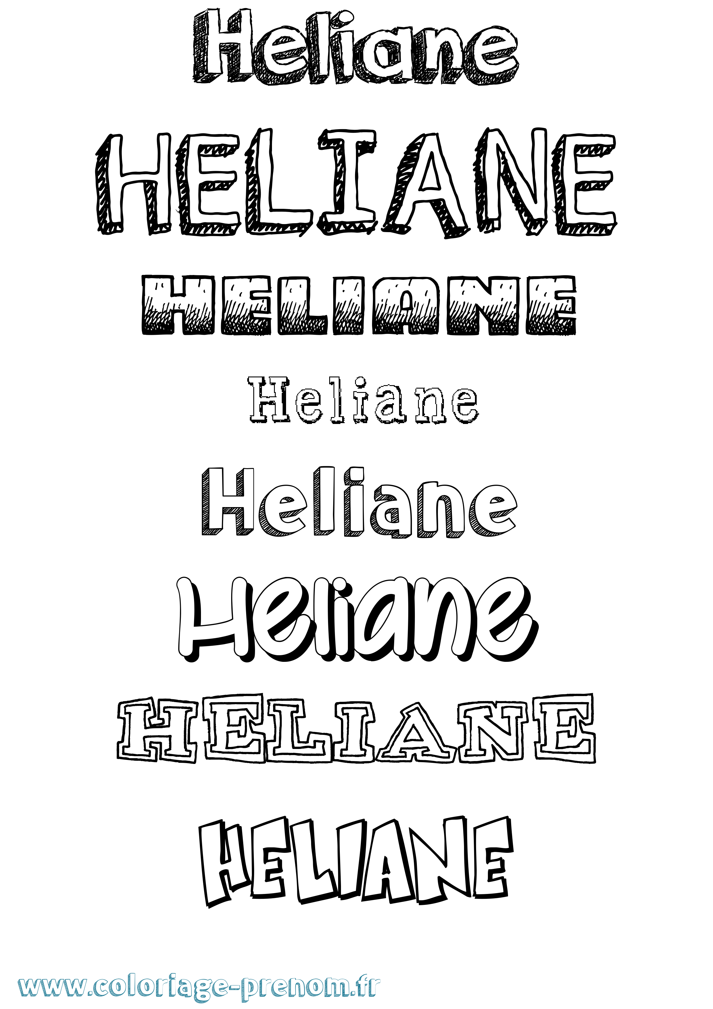 Coloriage Heliane Dessiné Coloriage prénom Heliane Dessiné