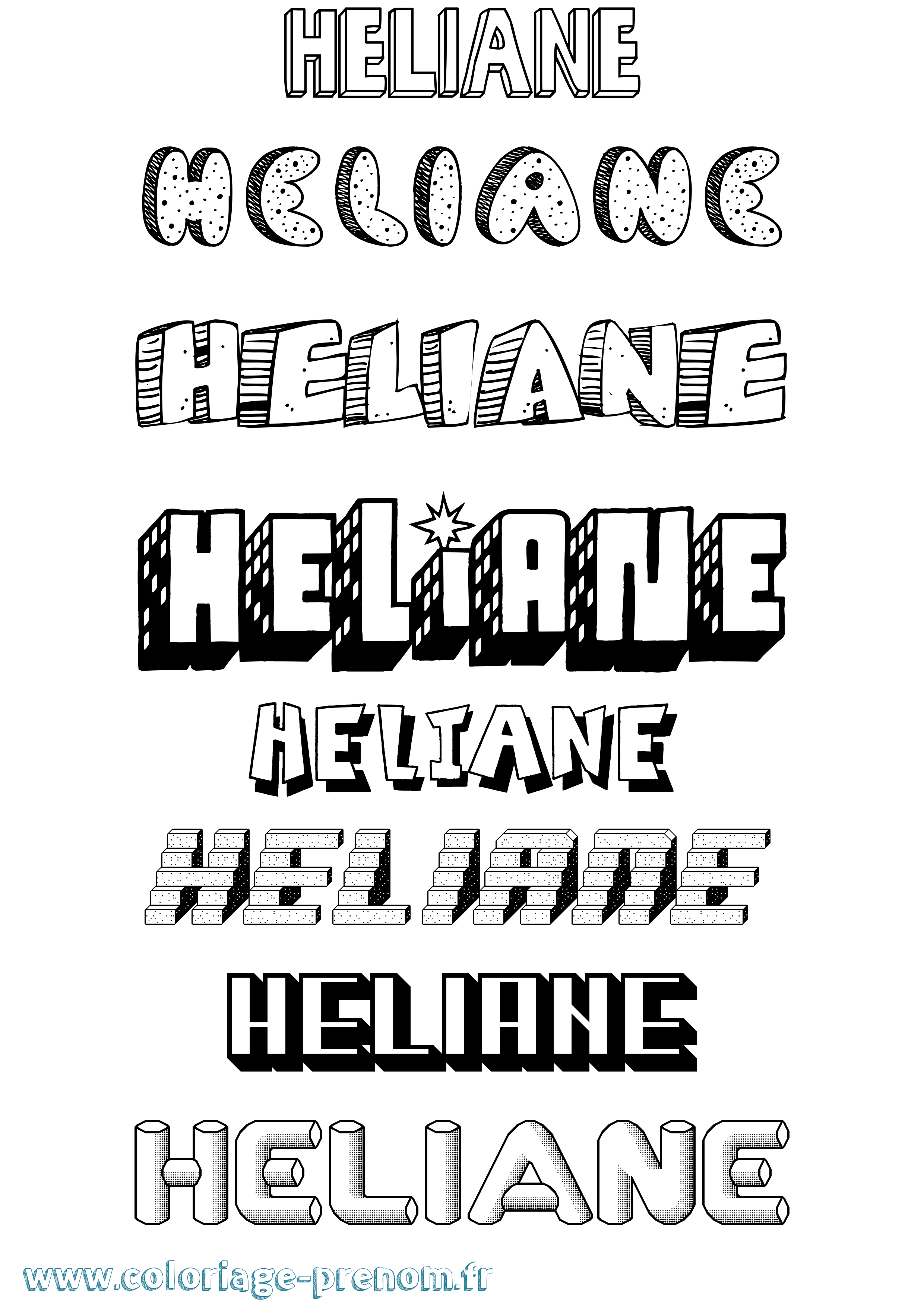 Coloriage Heliane Effet 3D Coloriage prénom Heliane Effet 3D