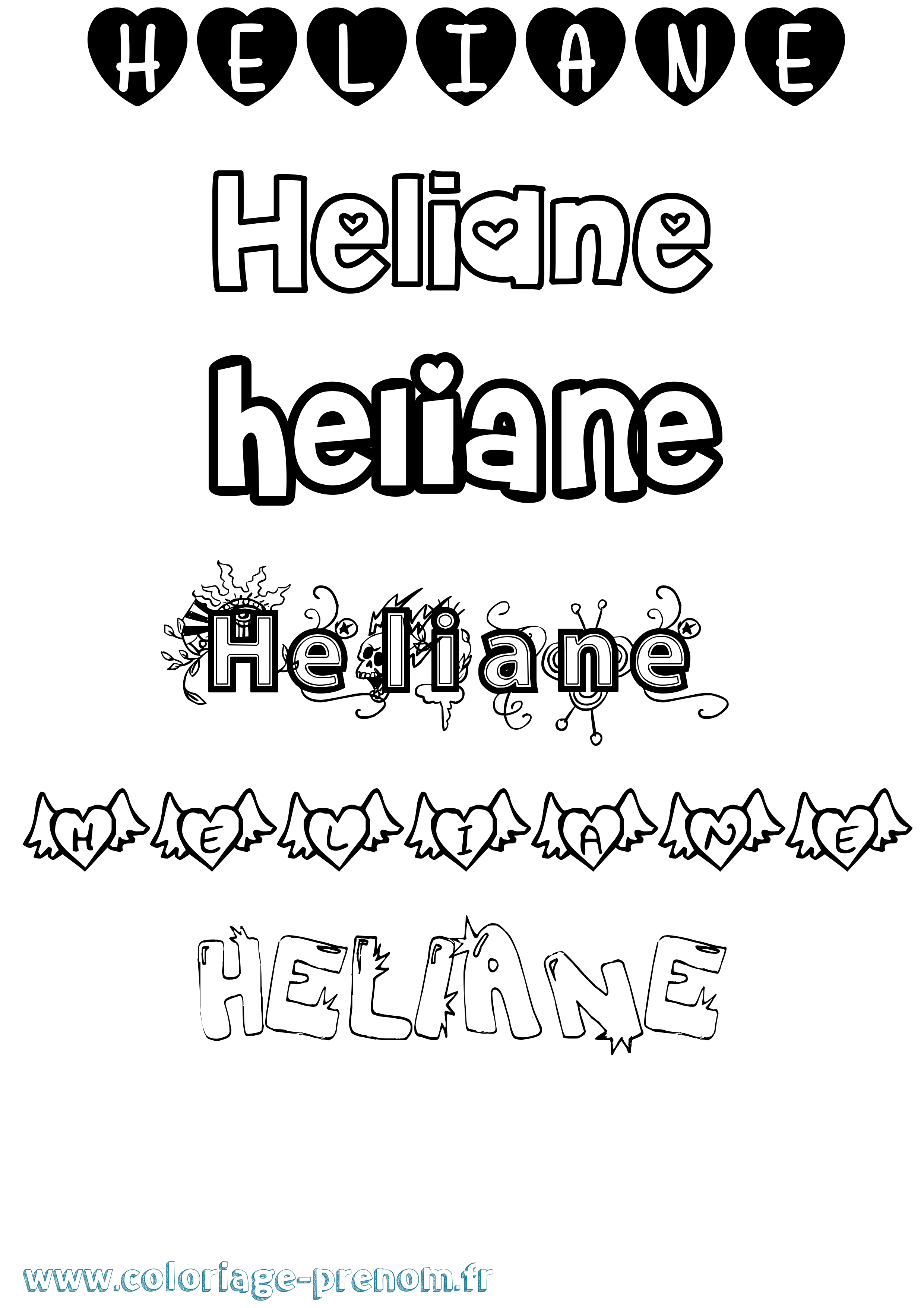 Coloriage Heliane Girly Coloriage prénom Heliane Girly