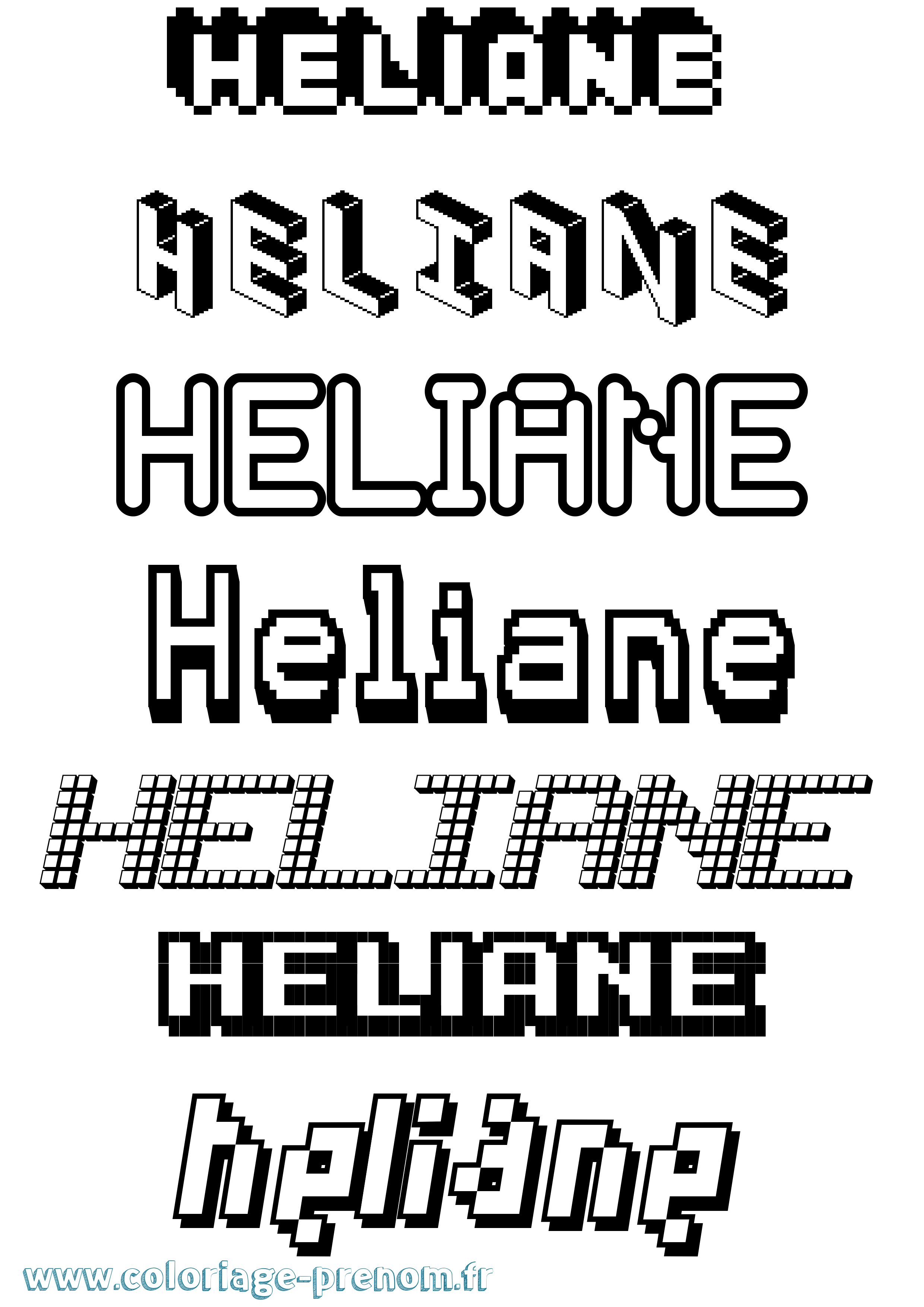 Coloriage Heliane Pixel Coloriage prénom Heliane Pixel