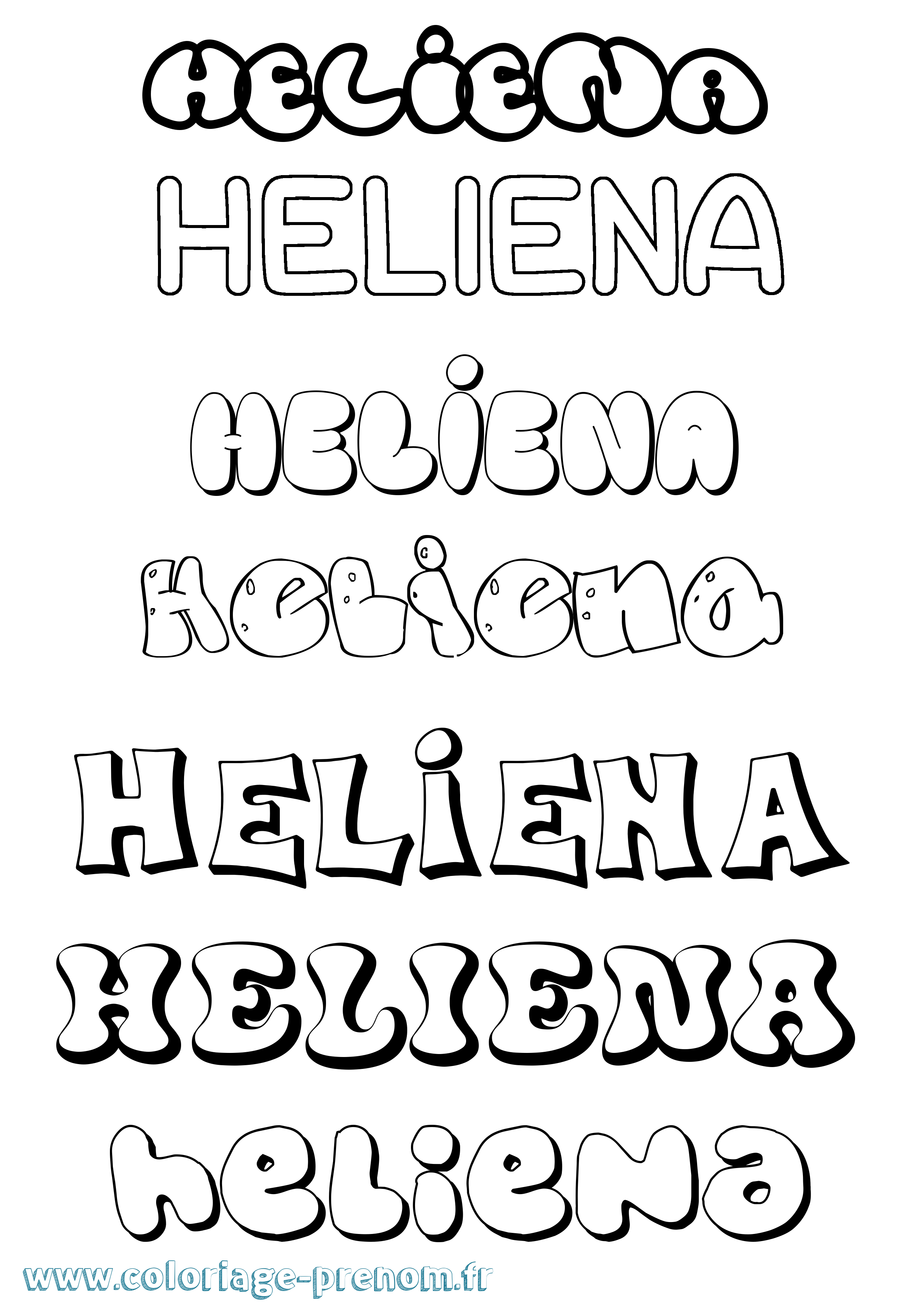 Coloriage Heliena Bubble Coloriage prénom Heliena Bubble