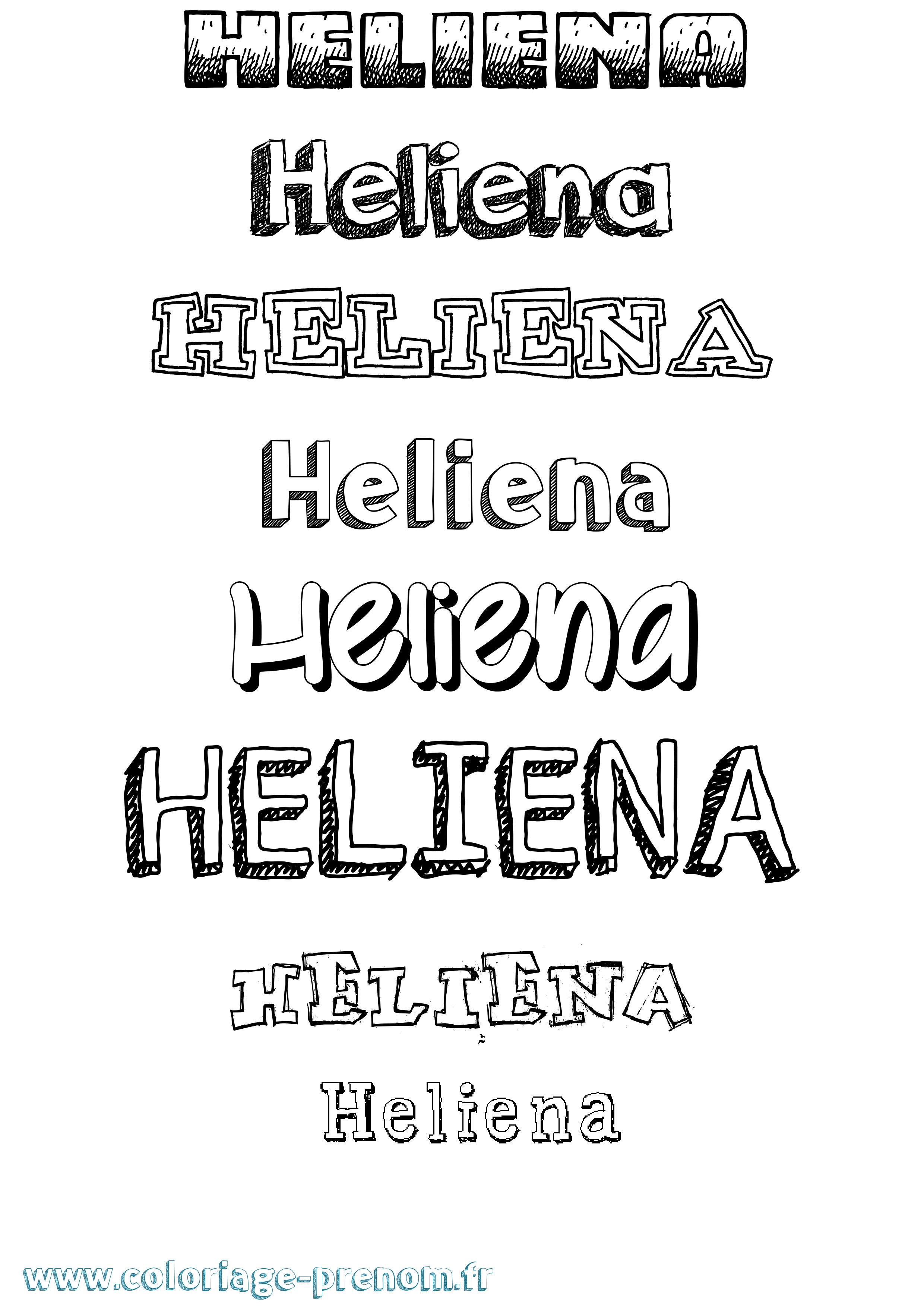 Coloriage Heliena Dessiné Coloriage prénom Heliena Dessiné
