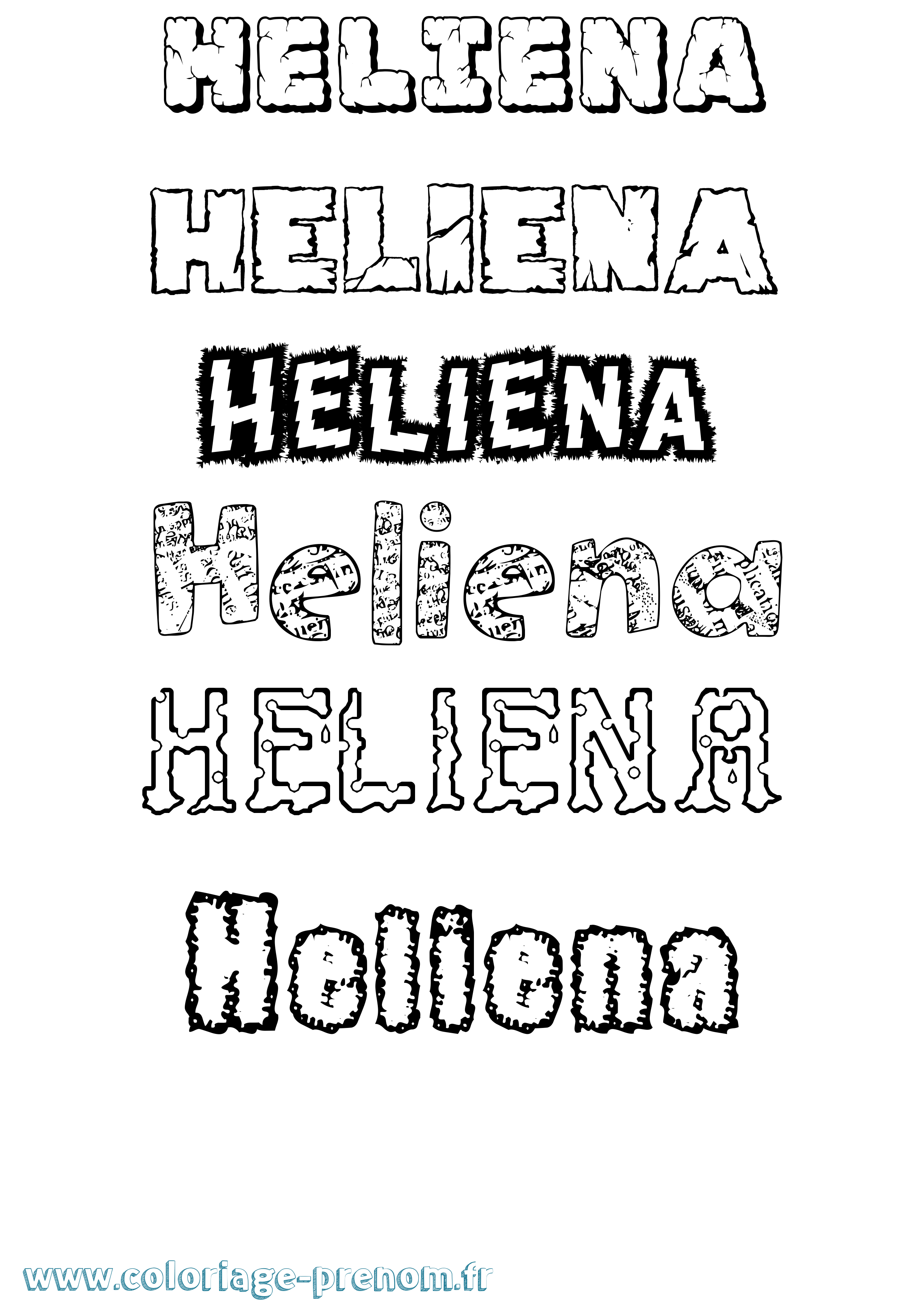 Coloriage Heliena Destructuré Coloriage prénom Heliena Destructuré