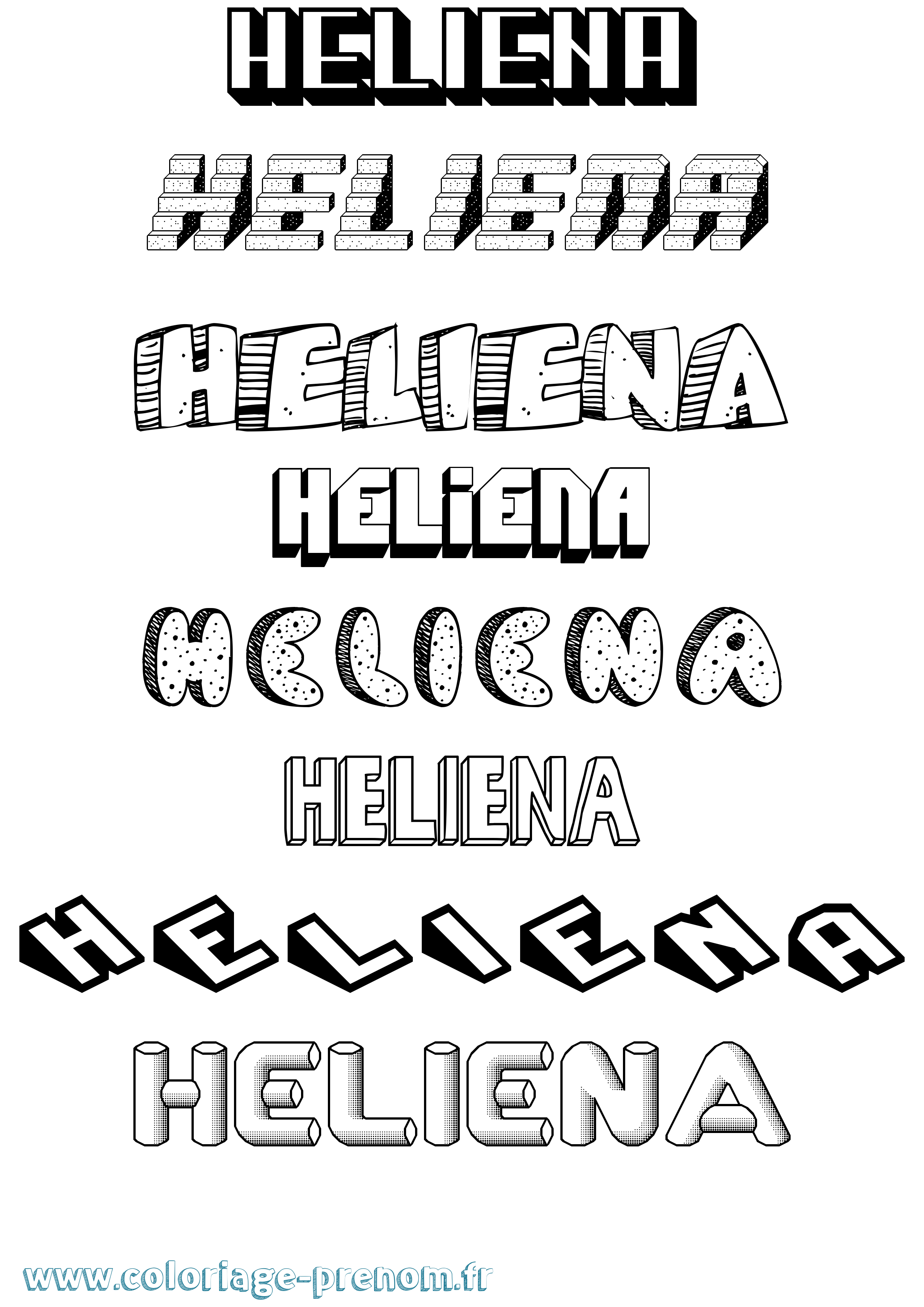 Coloriage Heliena Effet 3D Coloriage prénom Heliena Effet 3D