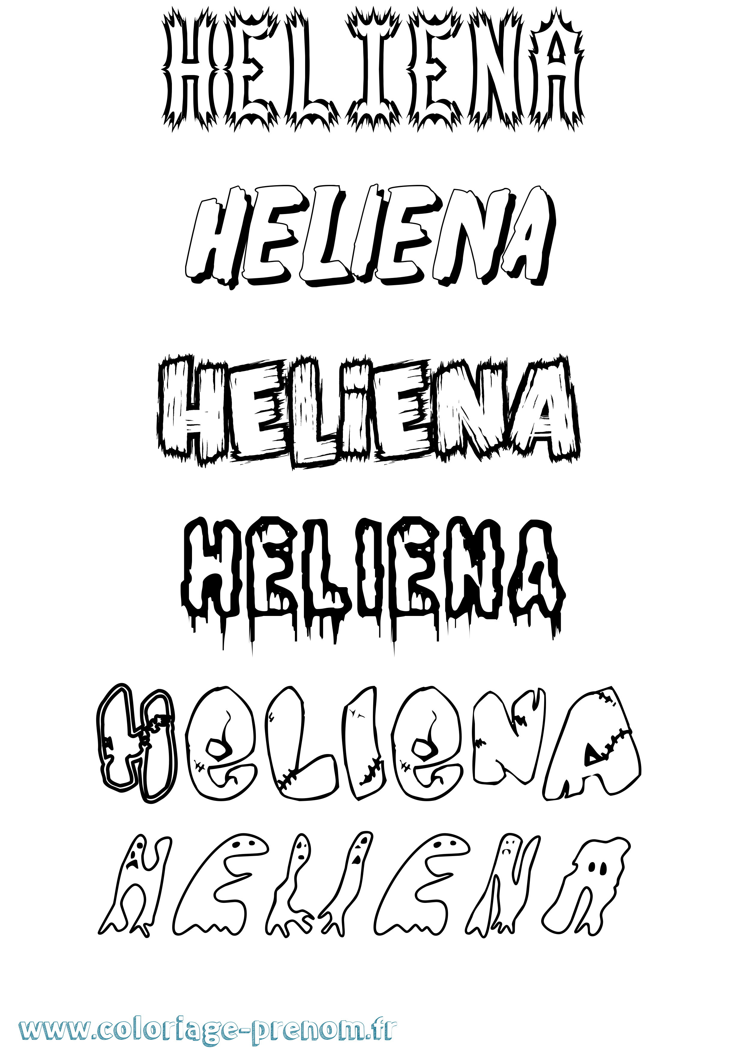 Coloriage Heliena Frisson Coloriage prénom Heliena Frisson