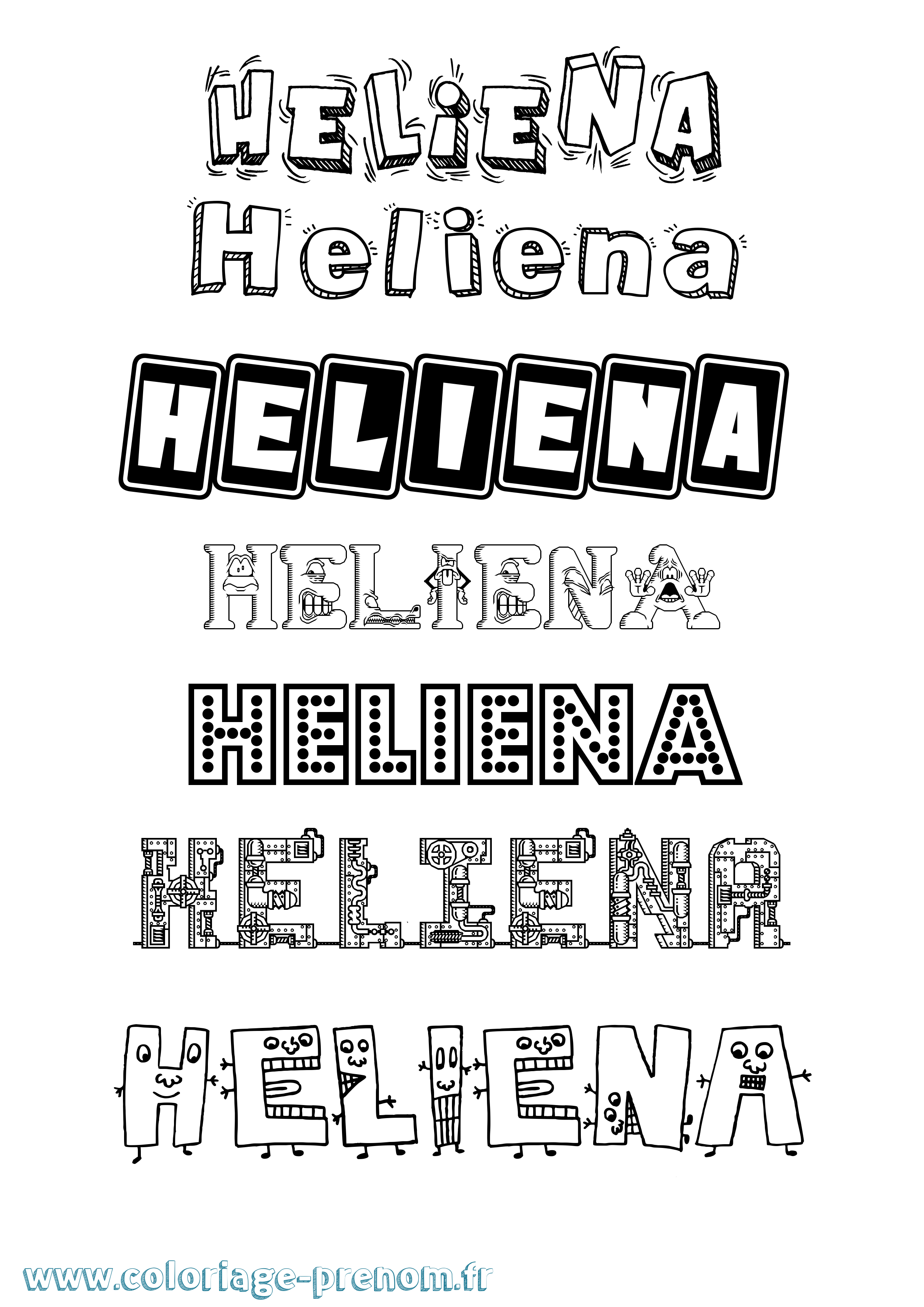 Coloriage Heliena Fun Coloriage prénom Heliena Fun