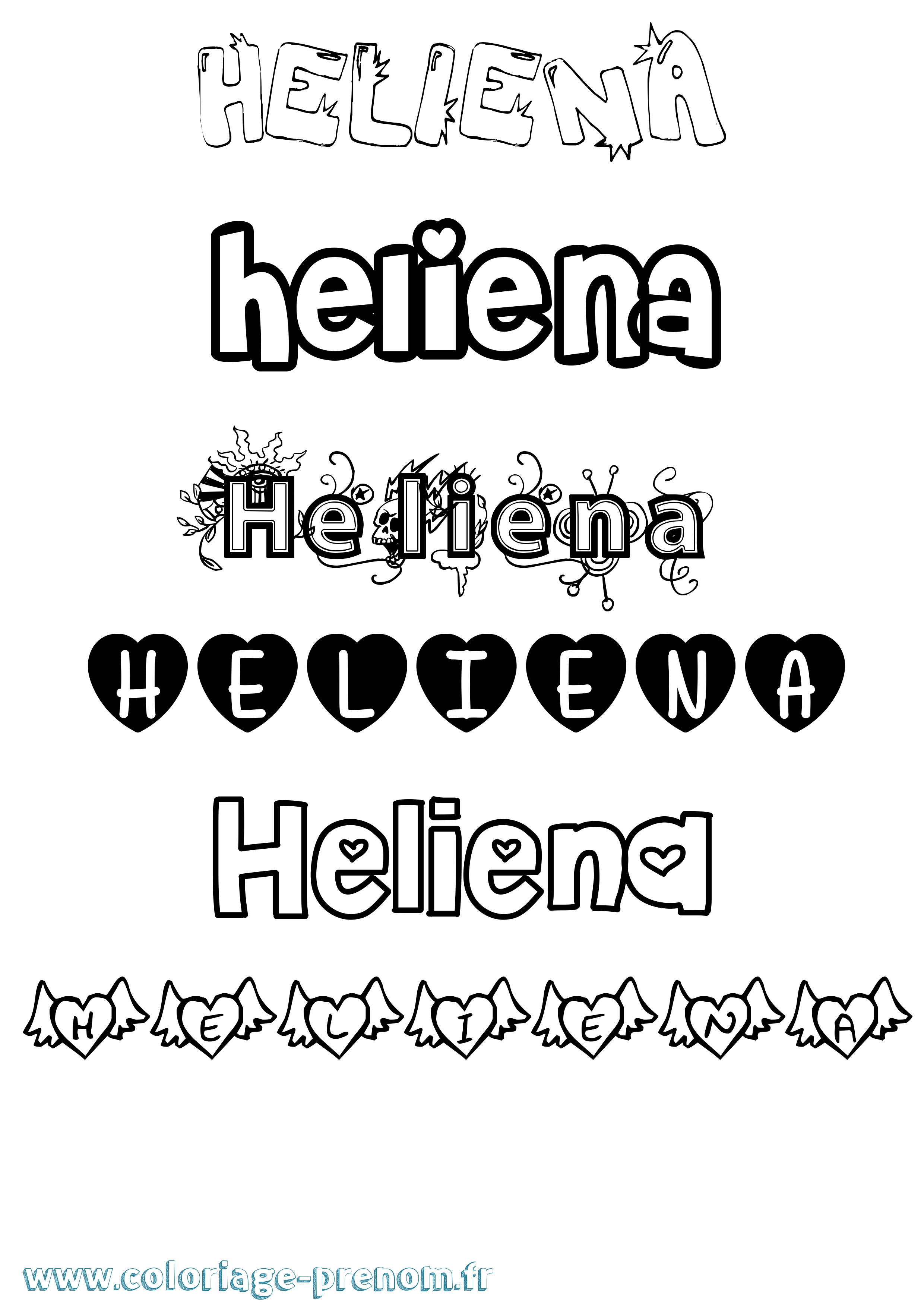 Coloriage Heliena Girly Coloriage prénom Heliena Girly