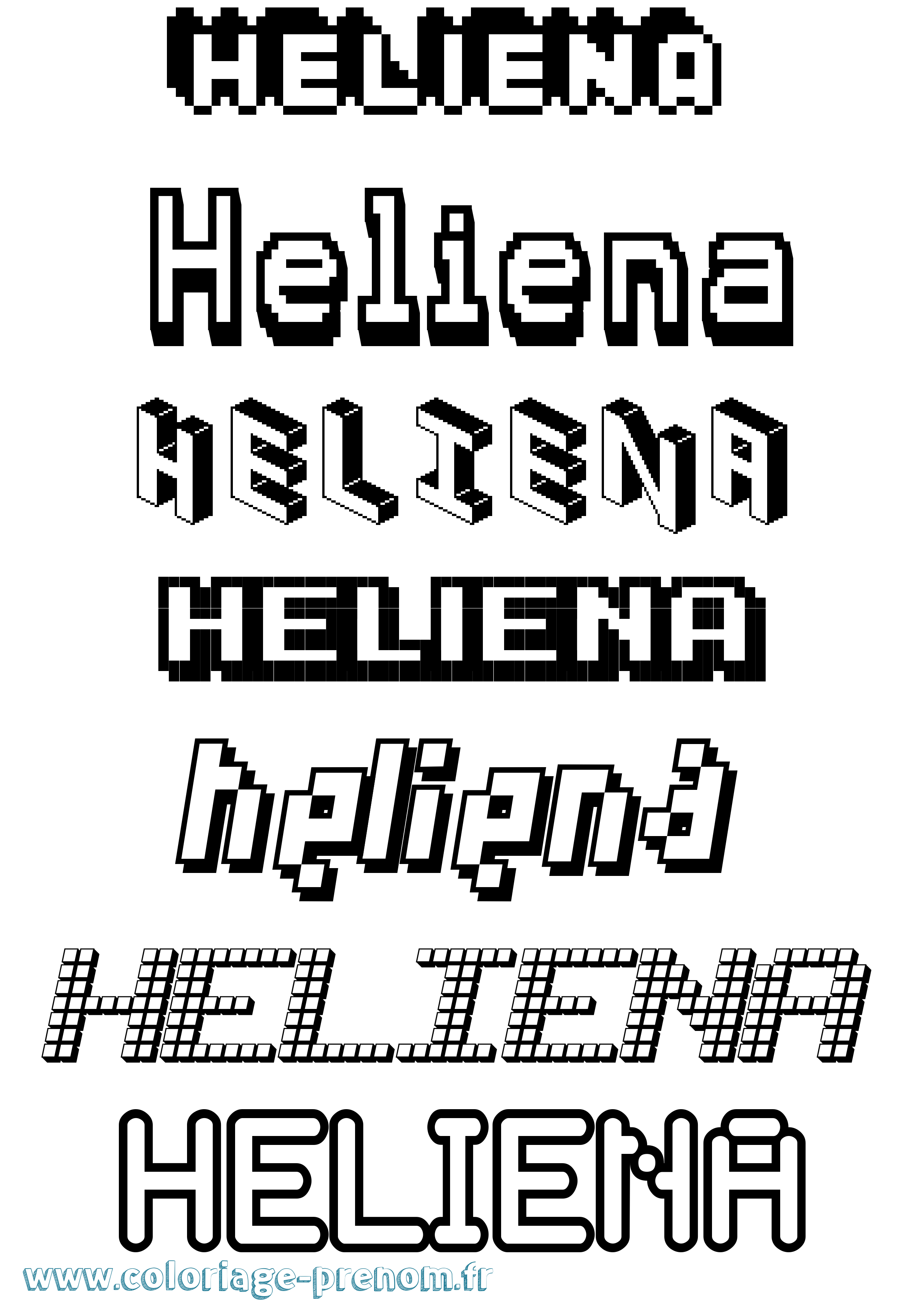 Coloriage Heliena Pixel Coloriage prénom Heliena Pixel