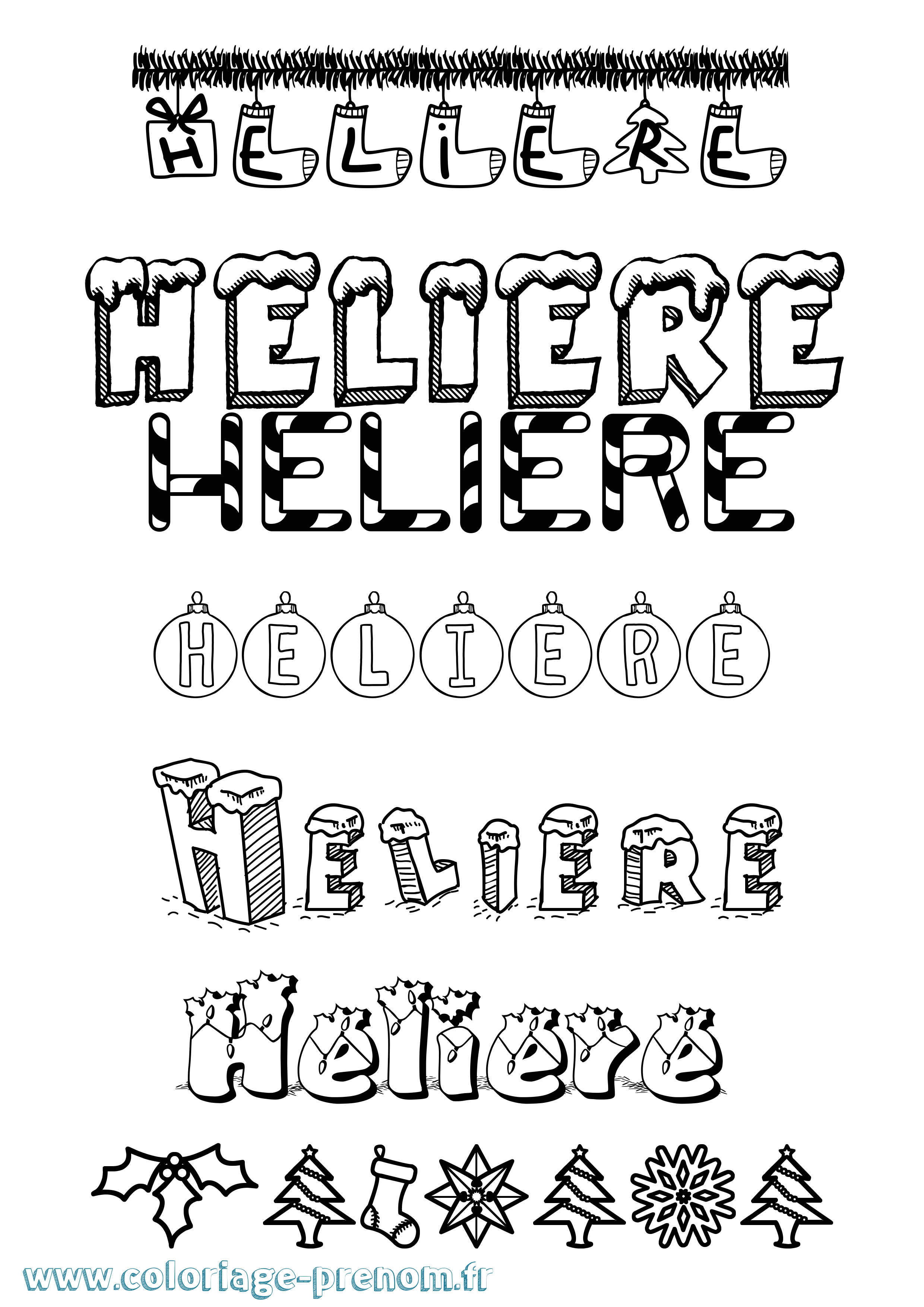 Coloriage Heliere Noël Coloriage prénom Heliere Noël