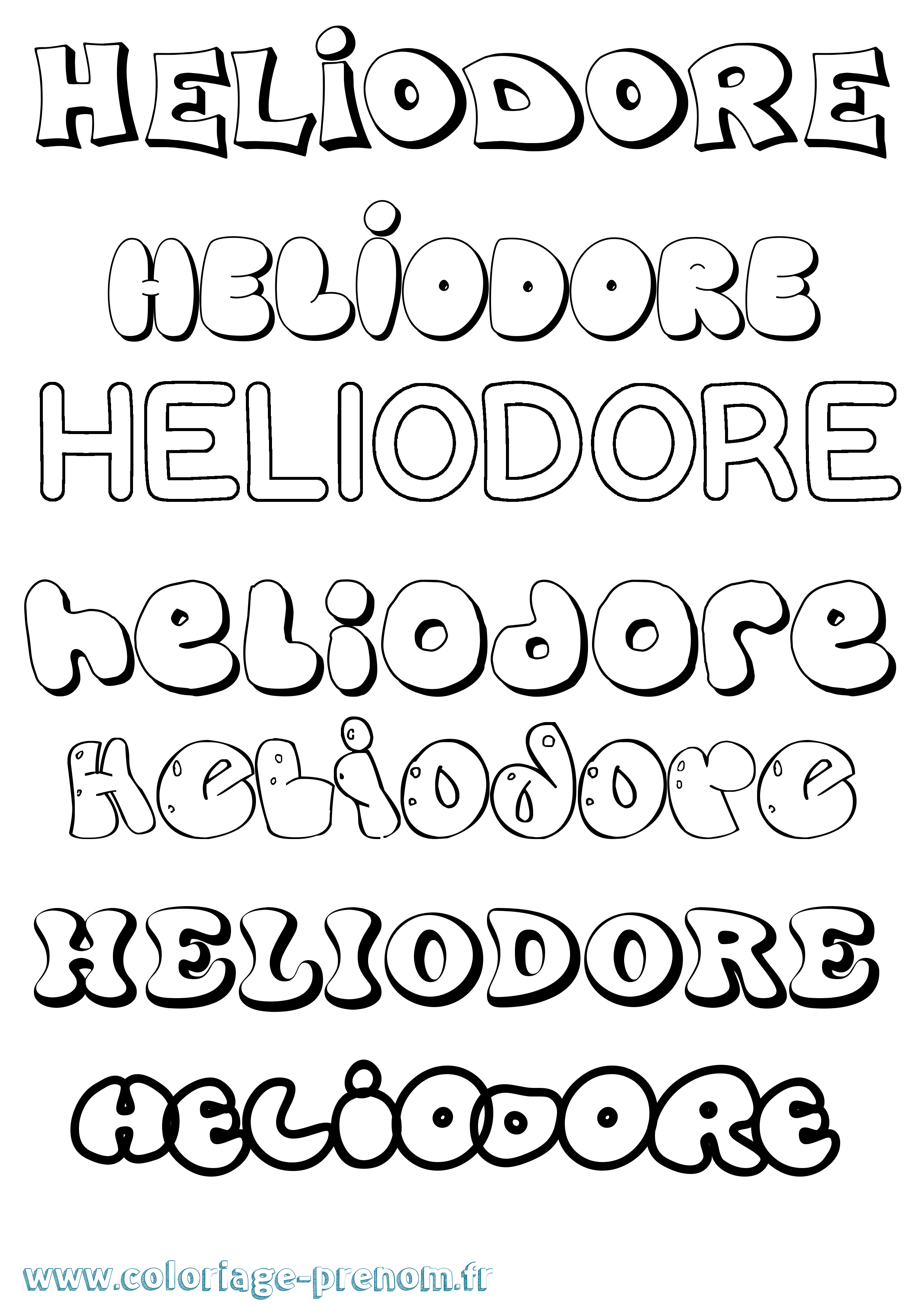 Coloriage Heliodore Bubble Coloriage prénom Heliodore Bubble
