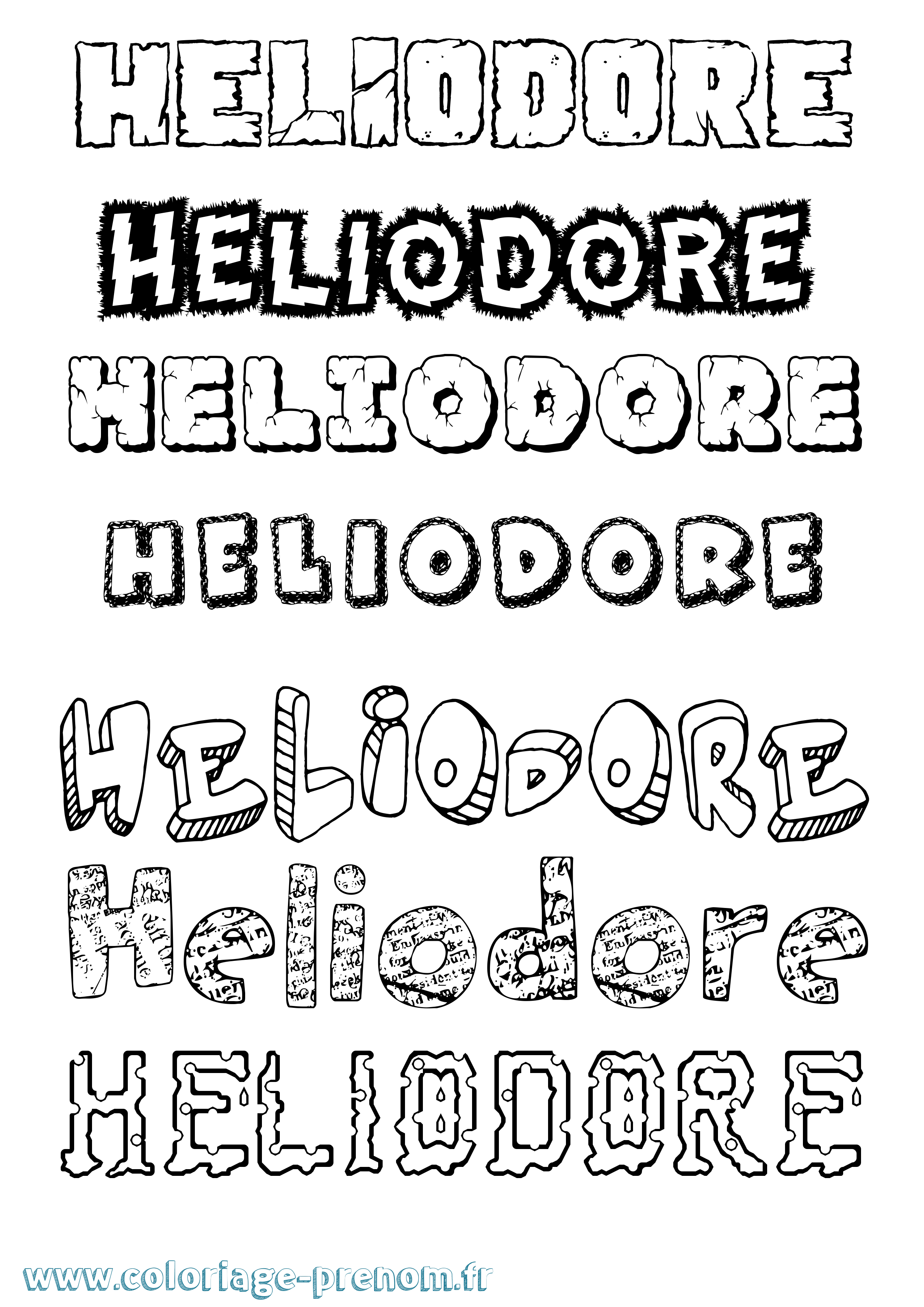 Coloriage Heliodore Destructuré Coloriage prénom Heliodore Destructuré