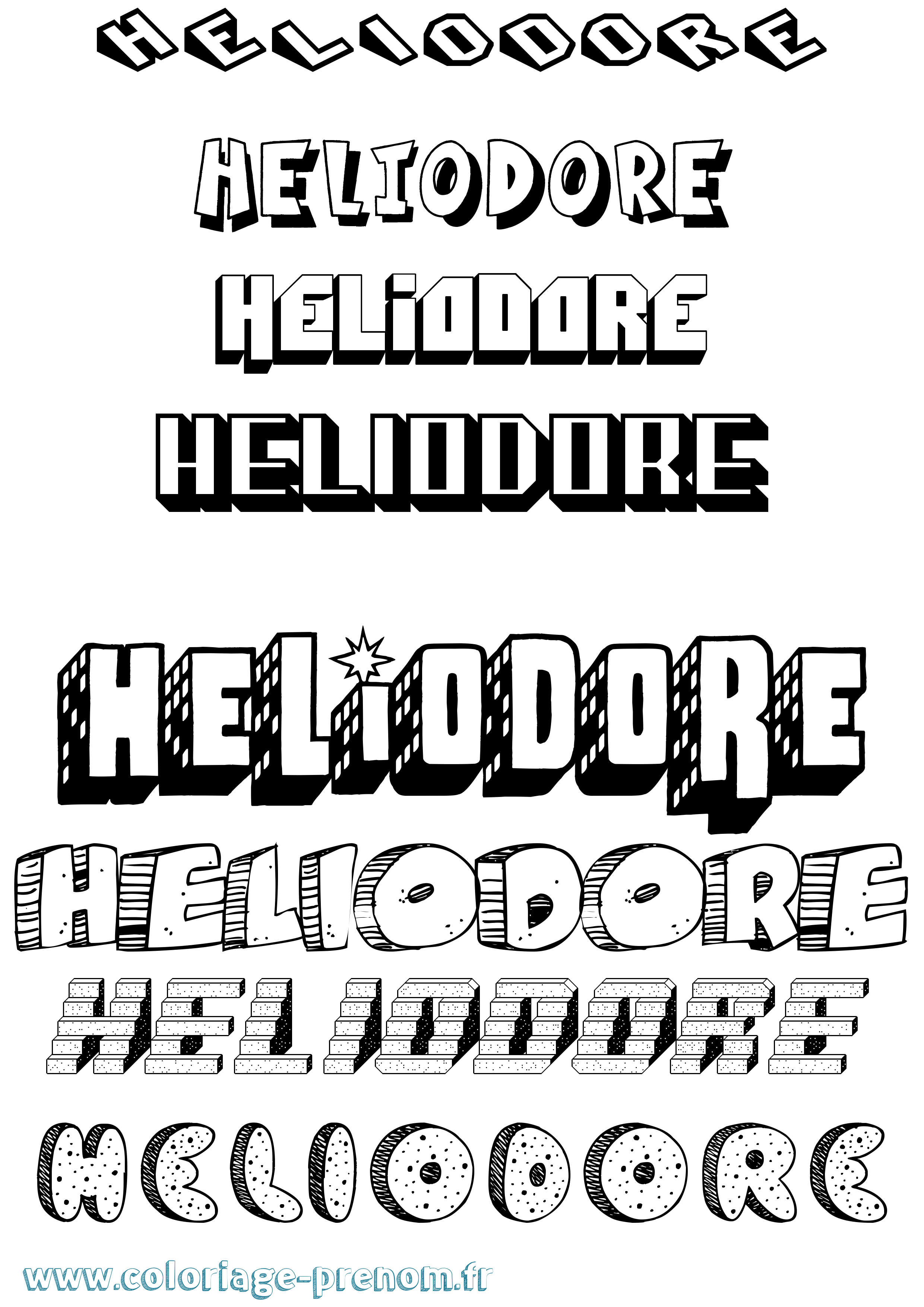 Coloriage Heliodore Effet 3D Coloriage prénom Heliodore Effet 3D