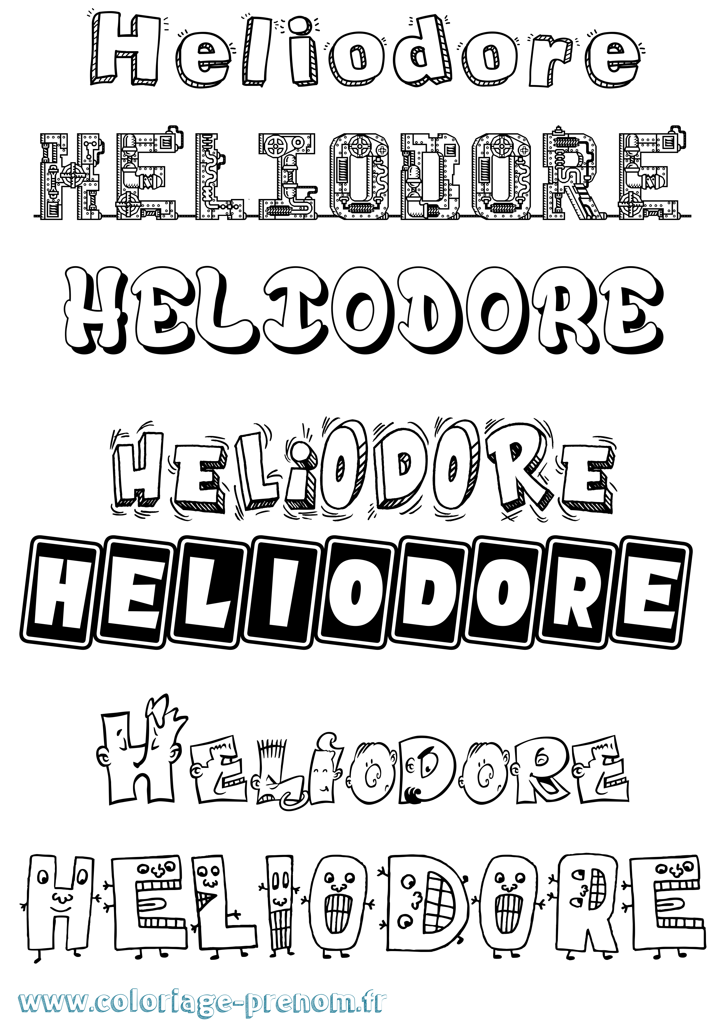 Coloriage Heliodore Fun Coloriage prénom Heliodore Fun