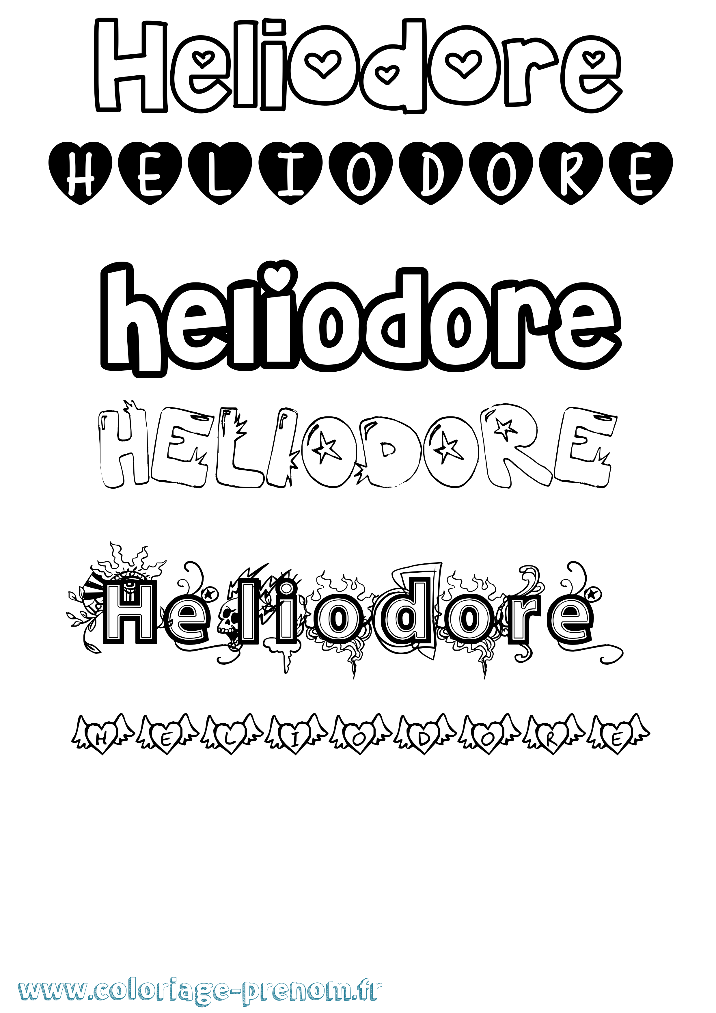 Coloriage Heliodore Girly Coloriage prénom Heliodore Girly
