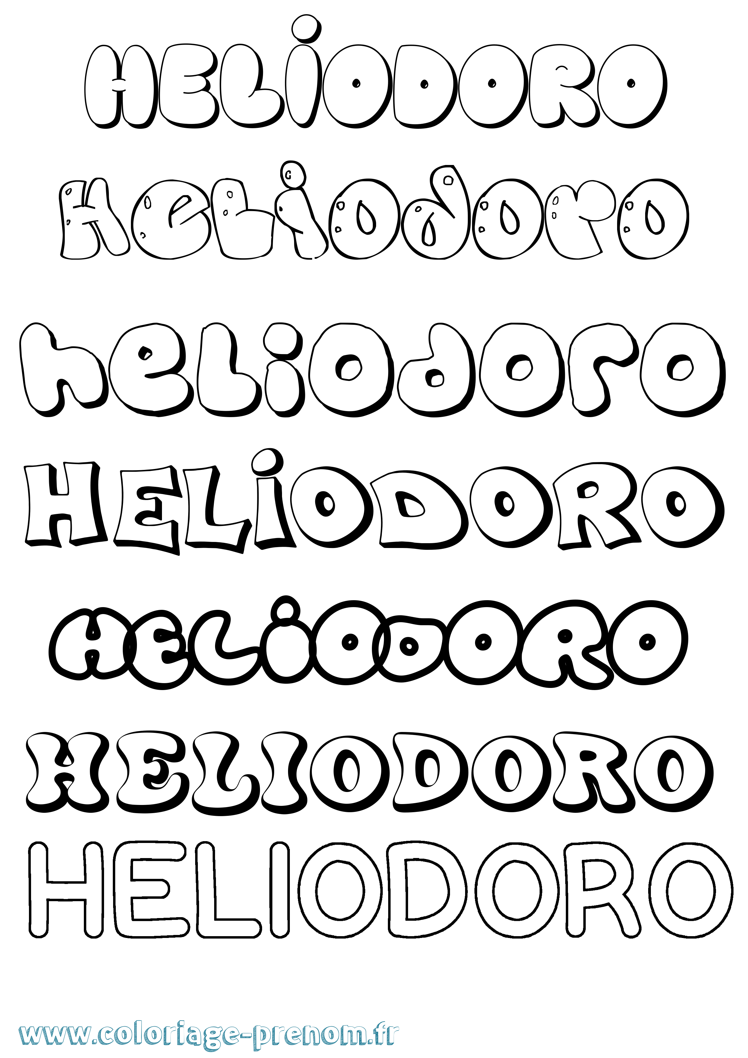 Coloriage Heliodoro Bubble Coloriage prénom Heliodoro Bubble
