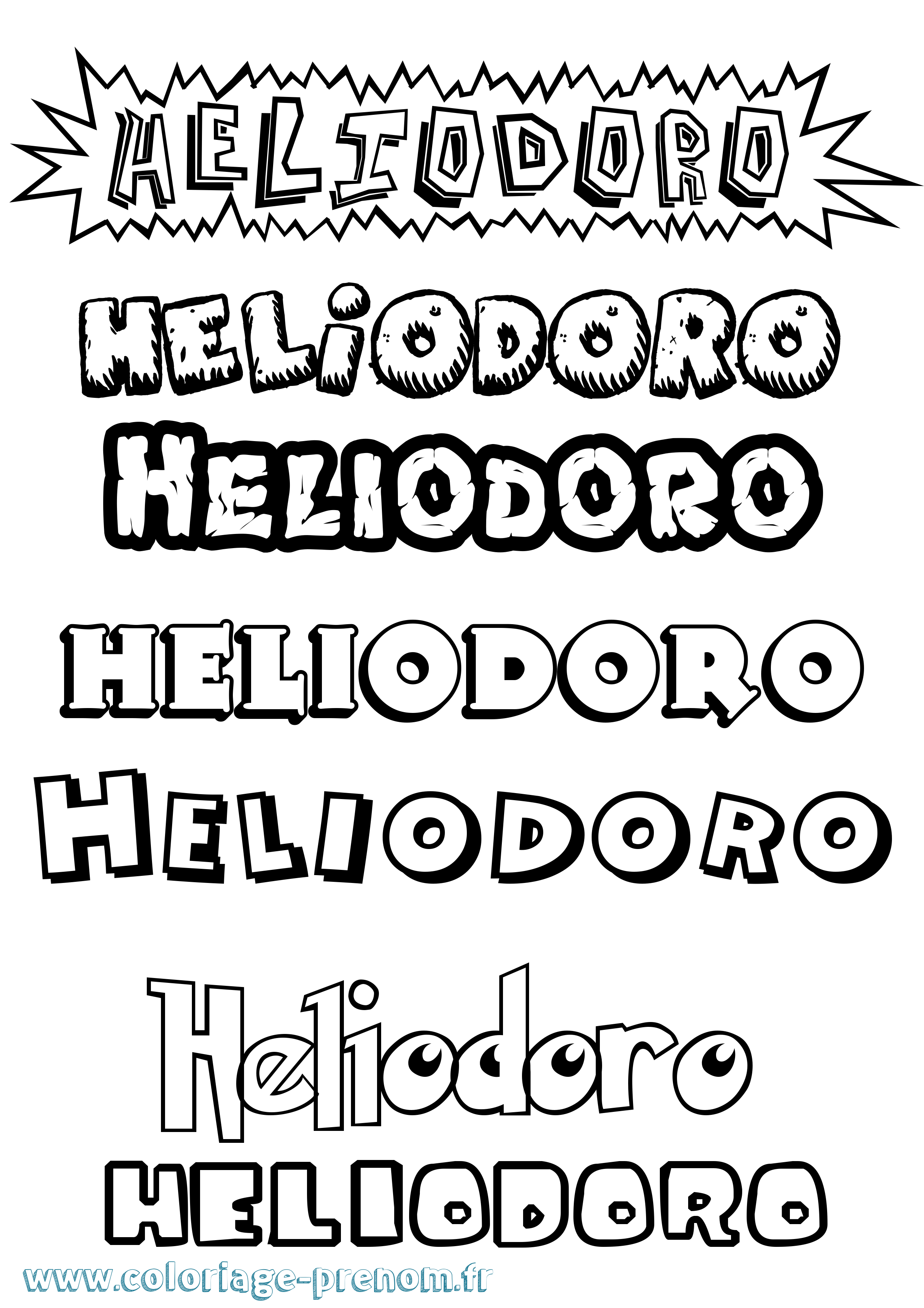 Coloriage Heliodoro Dessin Animé Coloriage prénom Heliodoro Dessin Animé