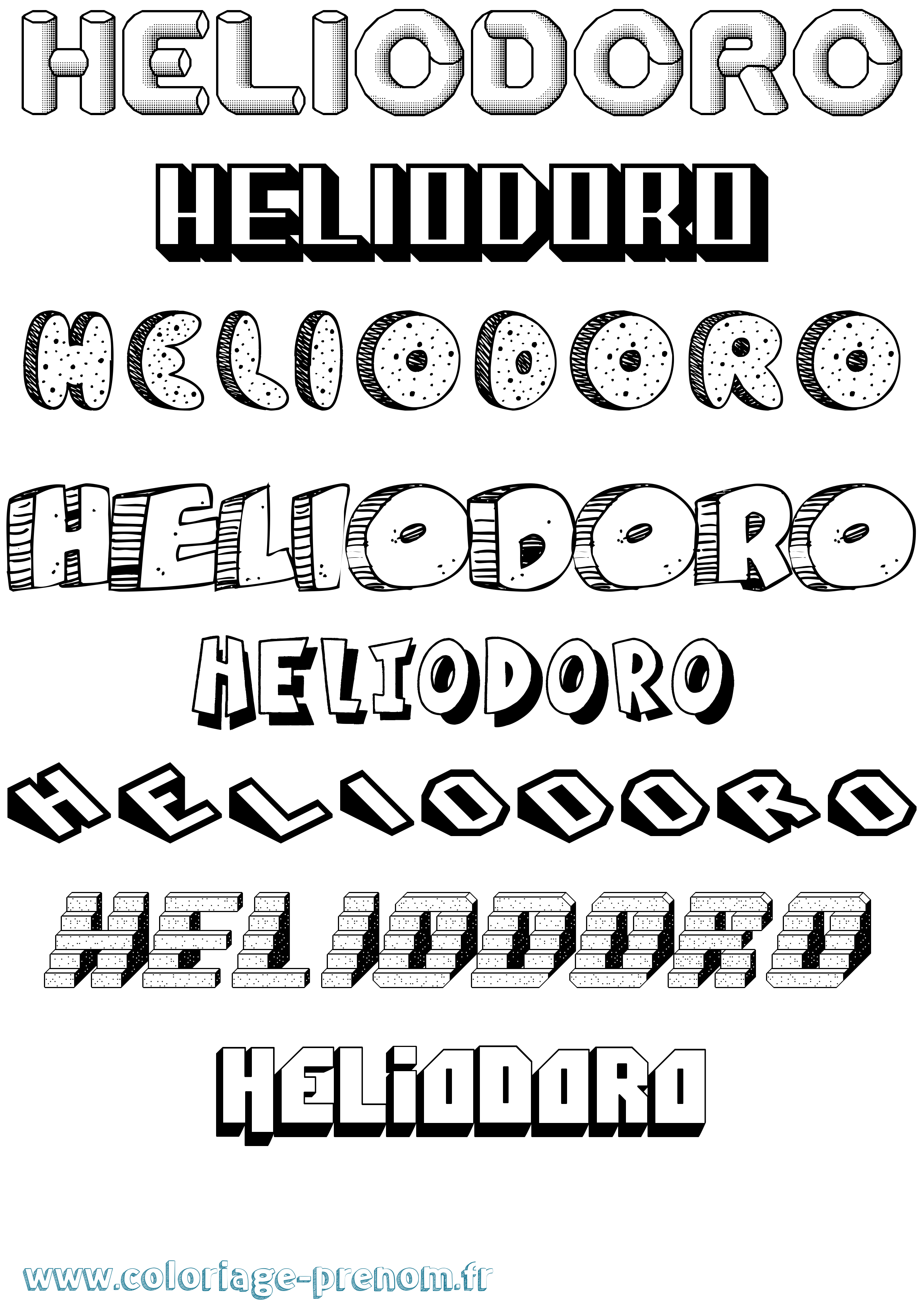 Coloriage Heliodoro Effet 3D Coloriage prénom Heliodoro Effet 3D