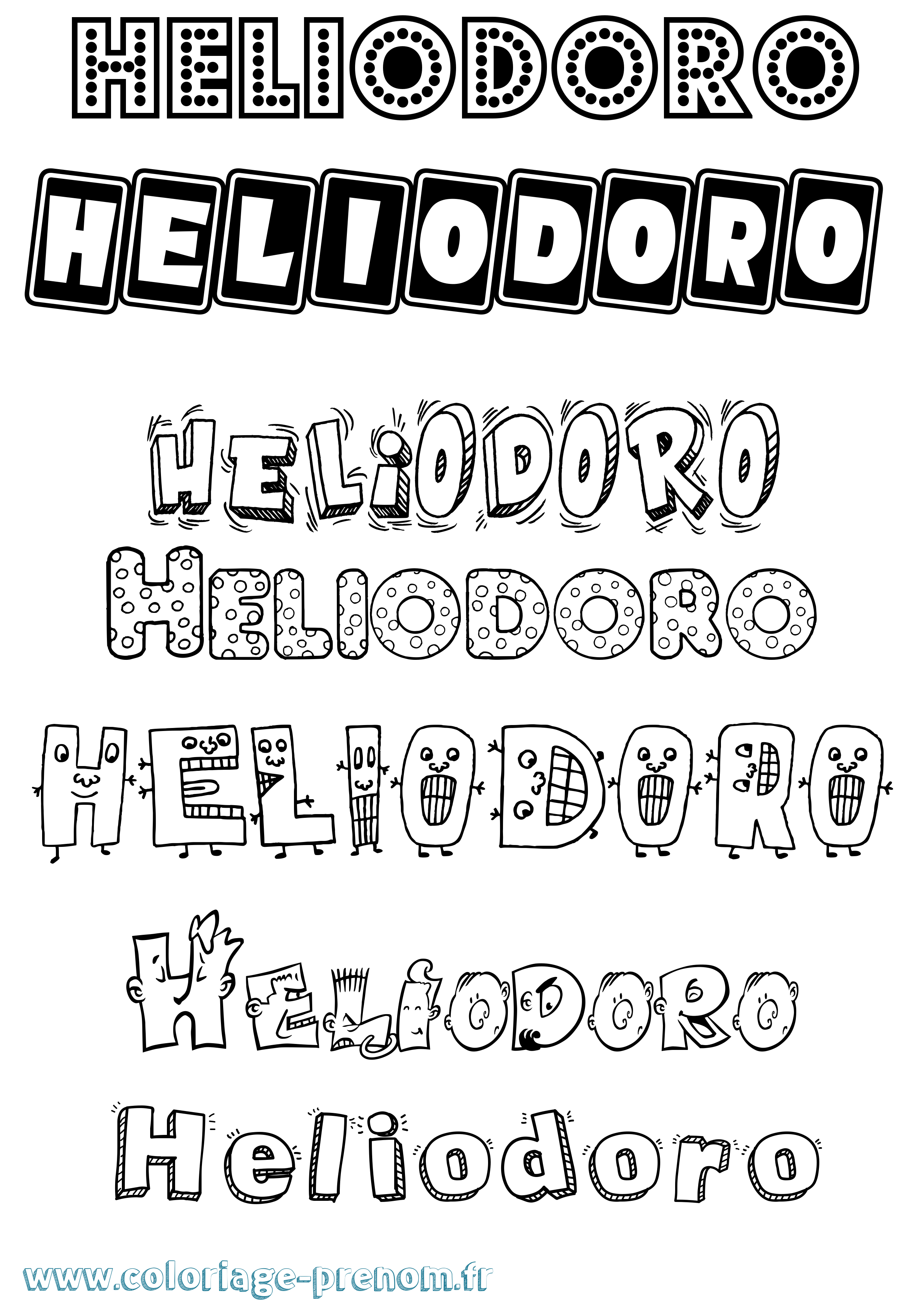 Coloriage Heliodoro Fun Coloriage prénom Heliodoro Fun