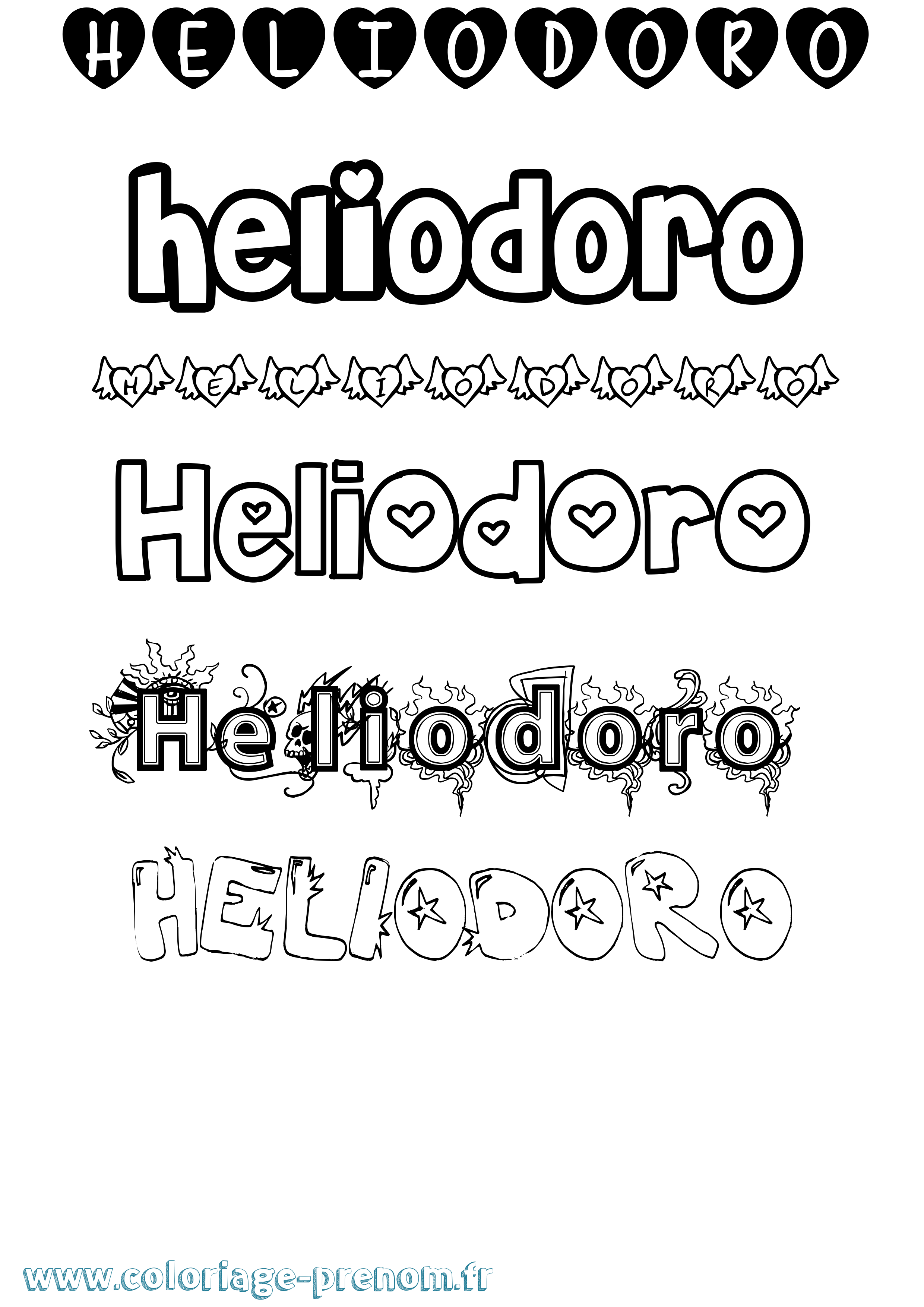 Coloriage Heliodoro Girly Coloriage prénom Heliodoro Girly