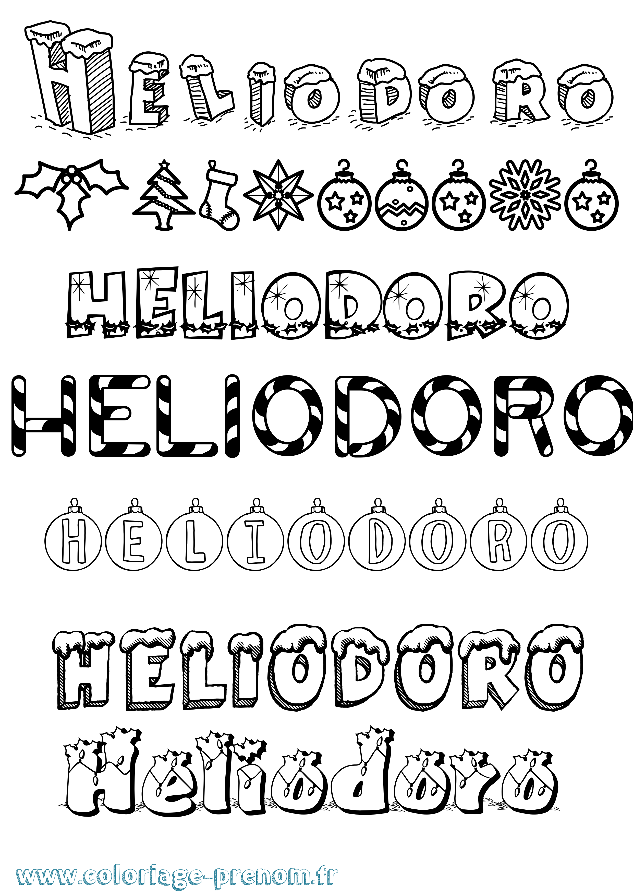 Coloriage Heliodoro Noël Coloriage prénom Heliodoro Noël