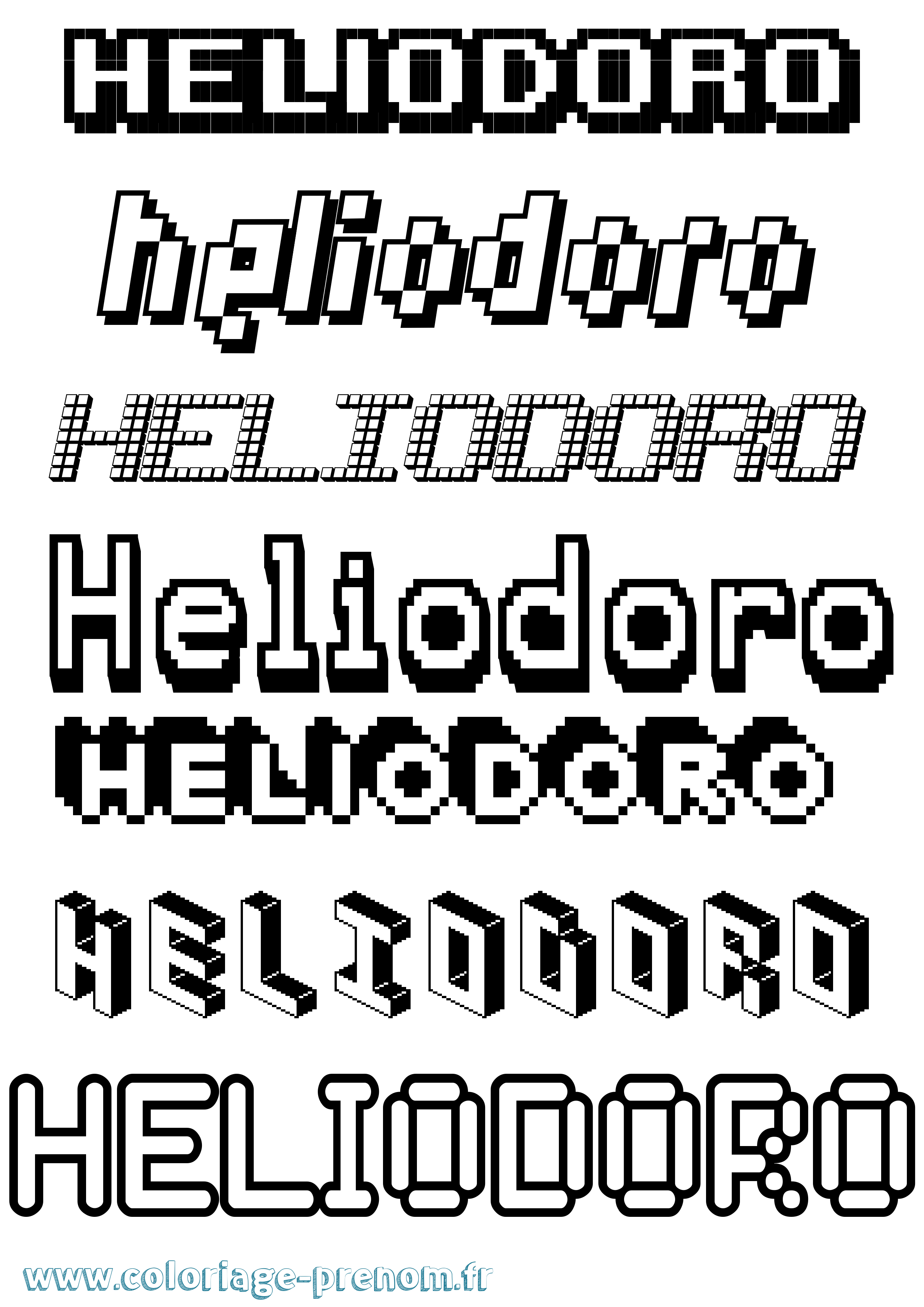 Coloriage Heliodoro Pixel Coloriage prénom Heliodoro Pixel