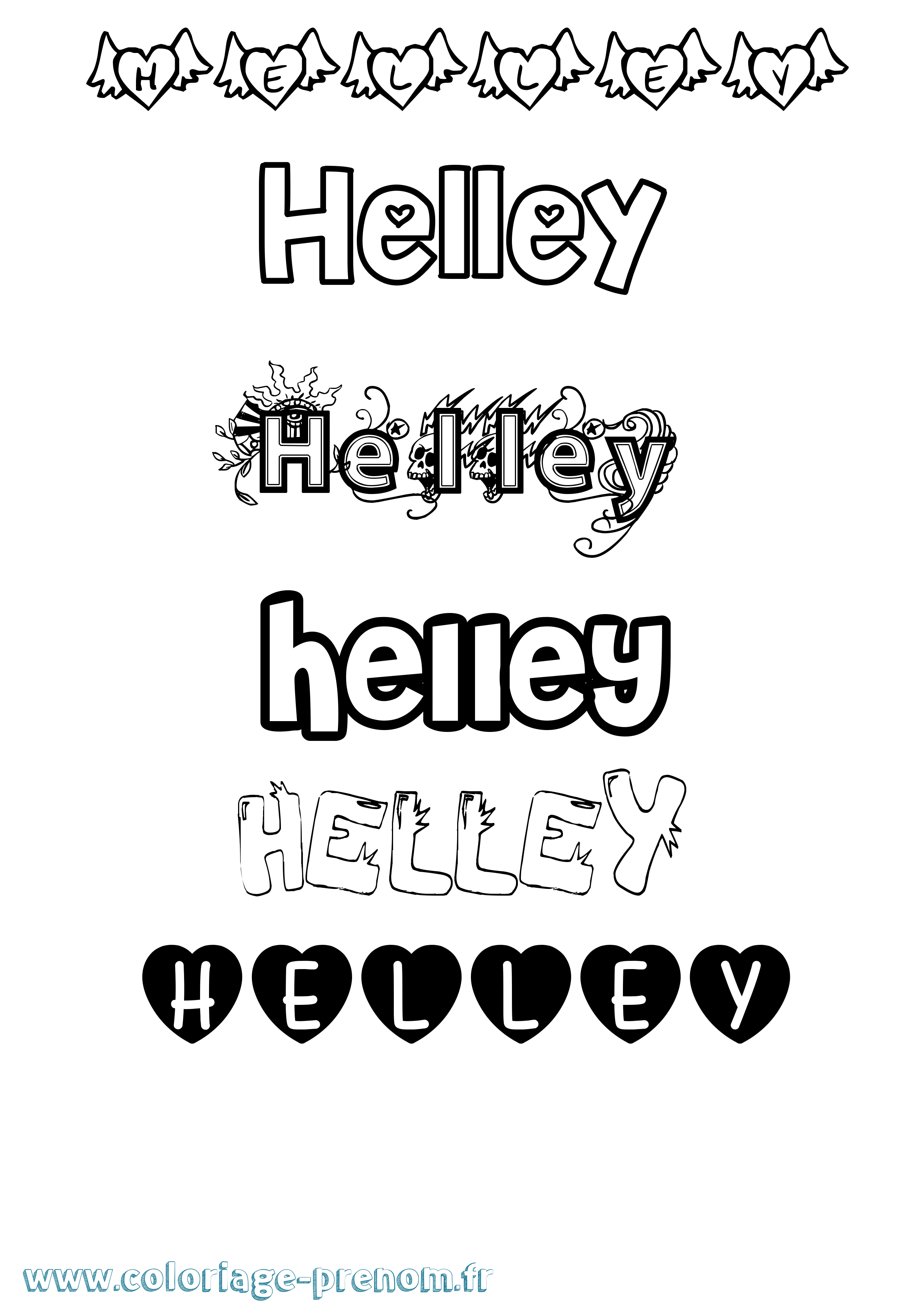 Coloriage Helley Girly Coloriage prénom Helley Girly