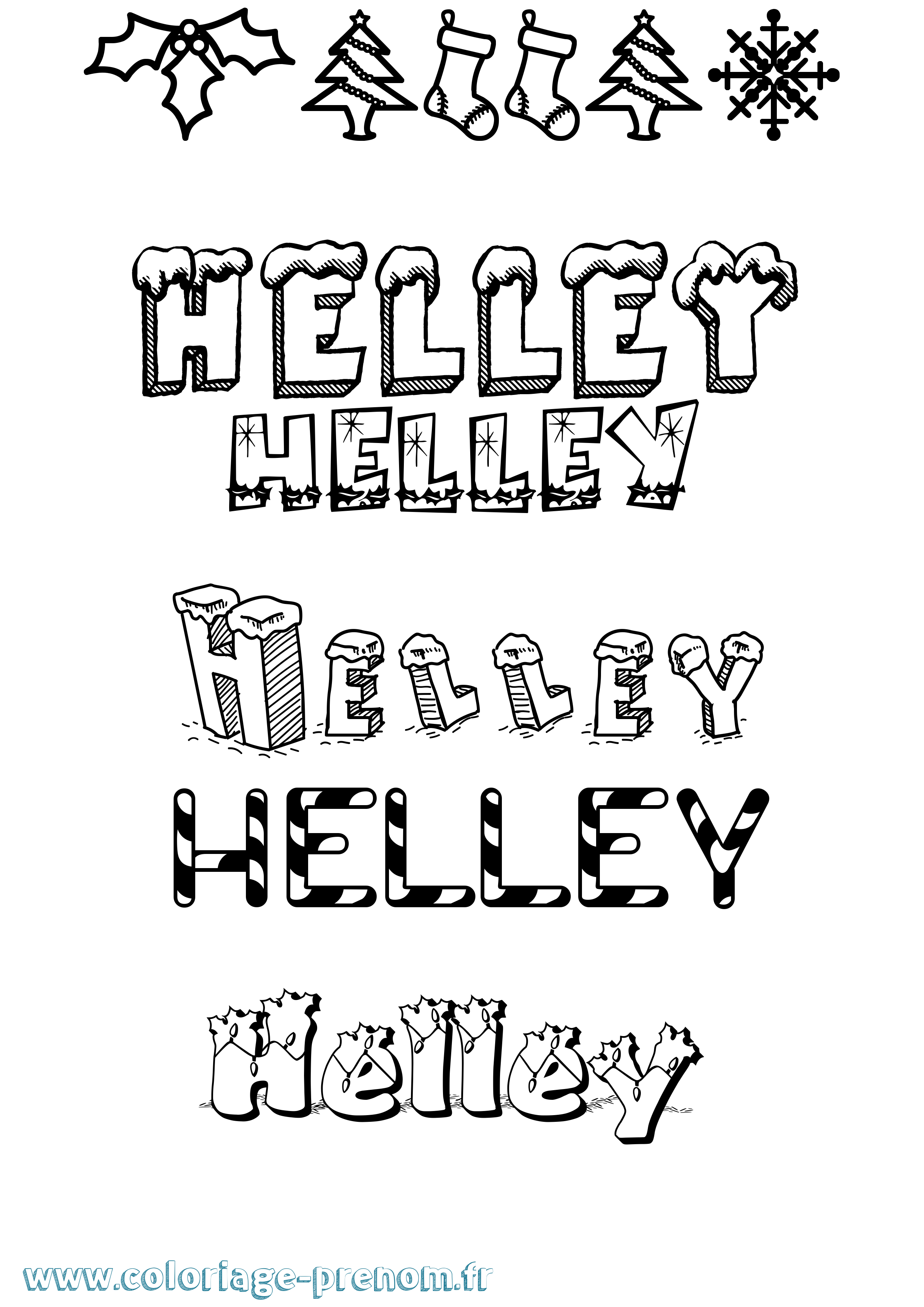 Coloriage Helley Noël Coloriage prénom Helley Noël